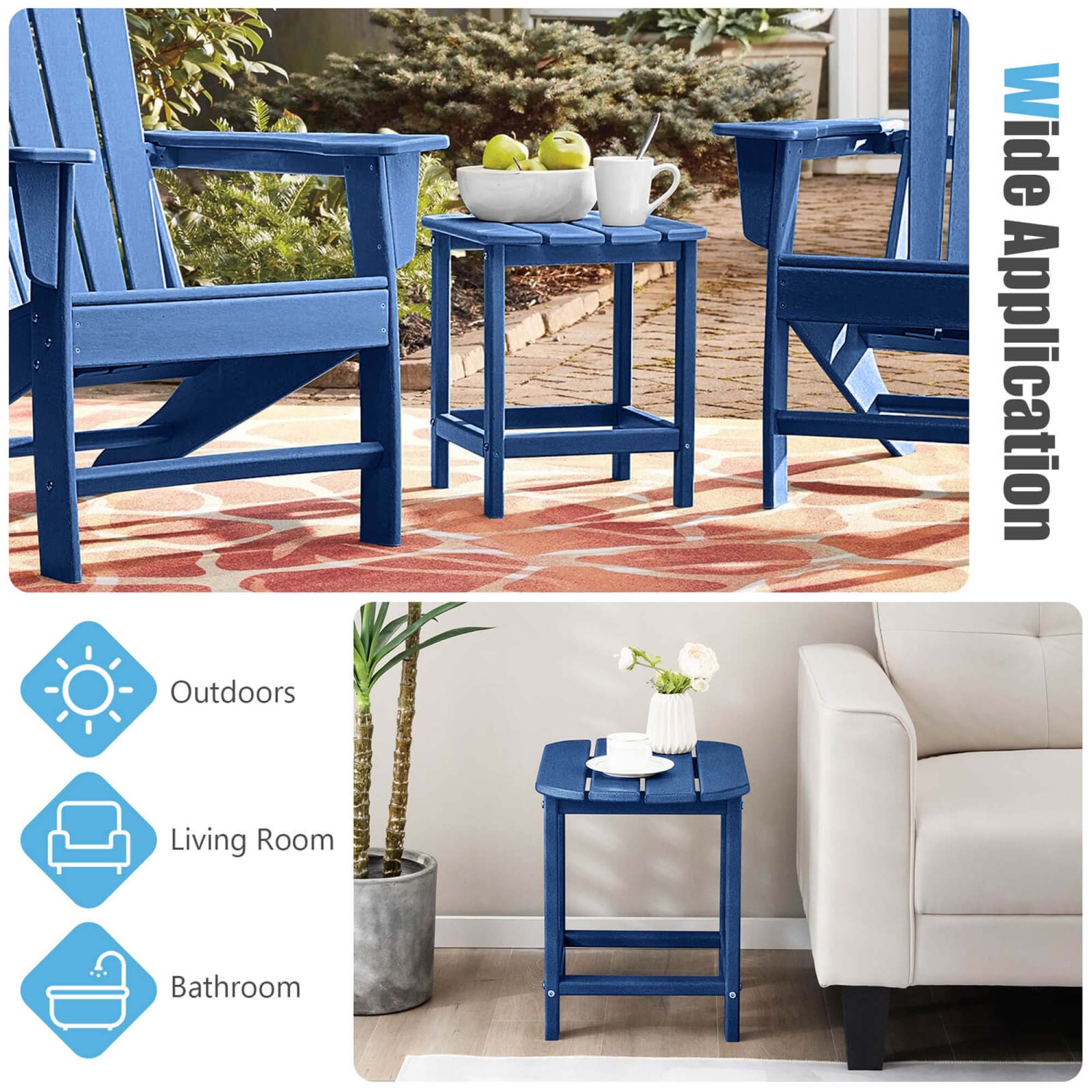 Table d'appoint de patio Adirondack de 18&nbsp;po de Costway en PEHD résistant aux intempéries