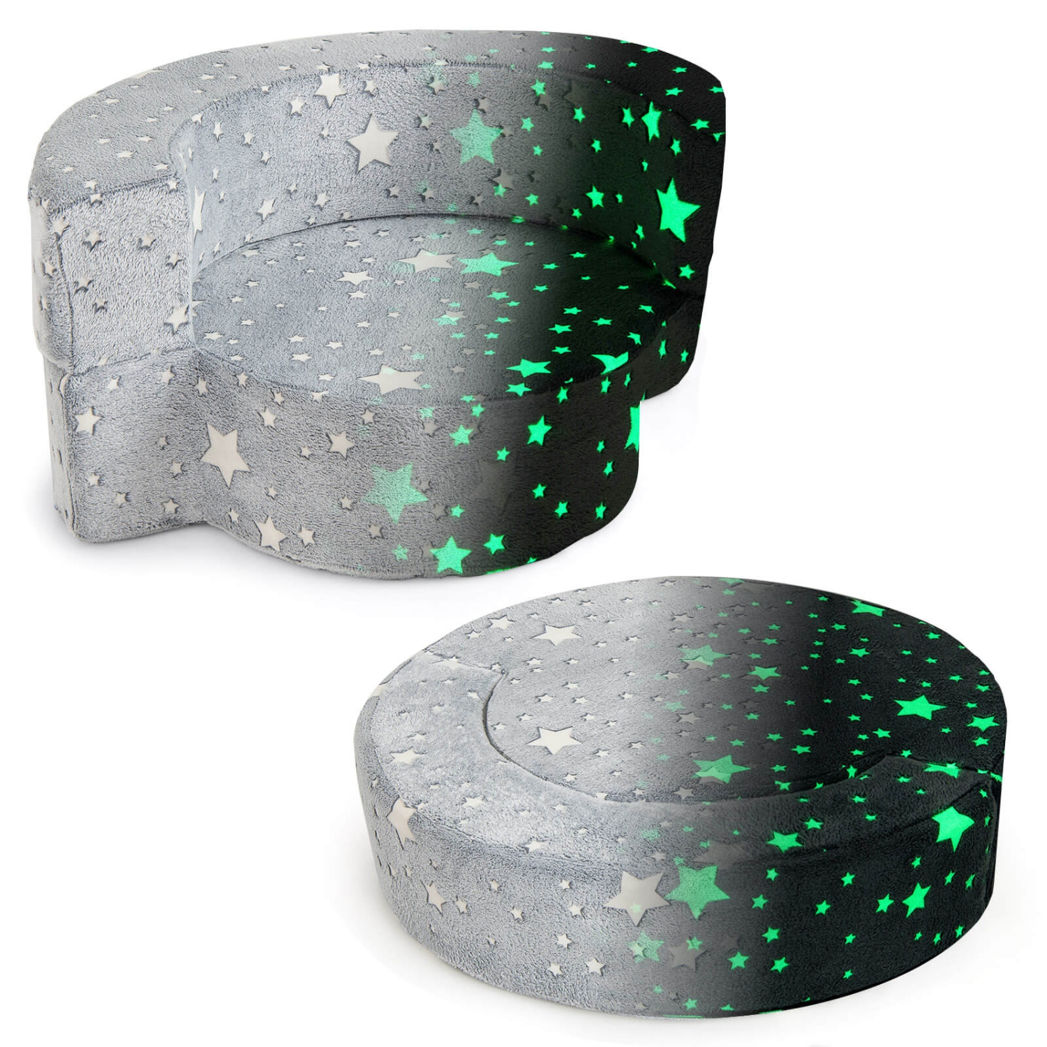 Costway 2-in-1 Toddler Chair with Removable & Washable Cover Plush Reading Chair