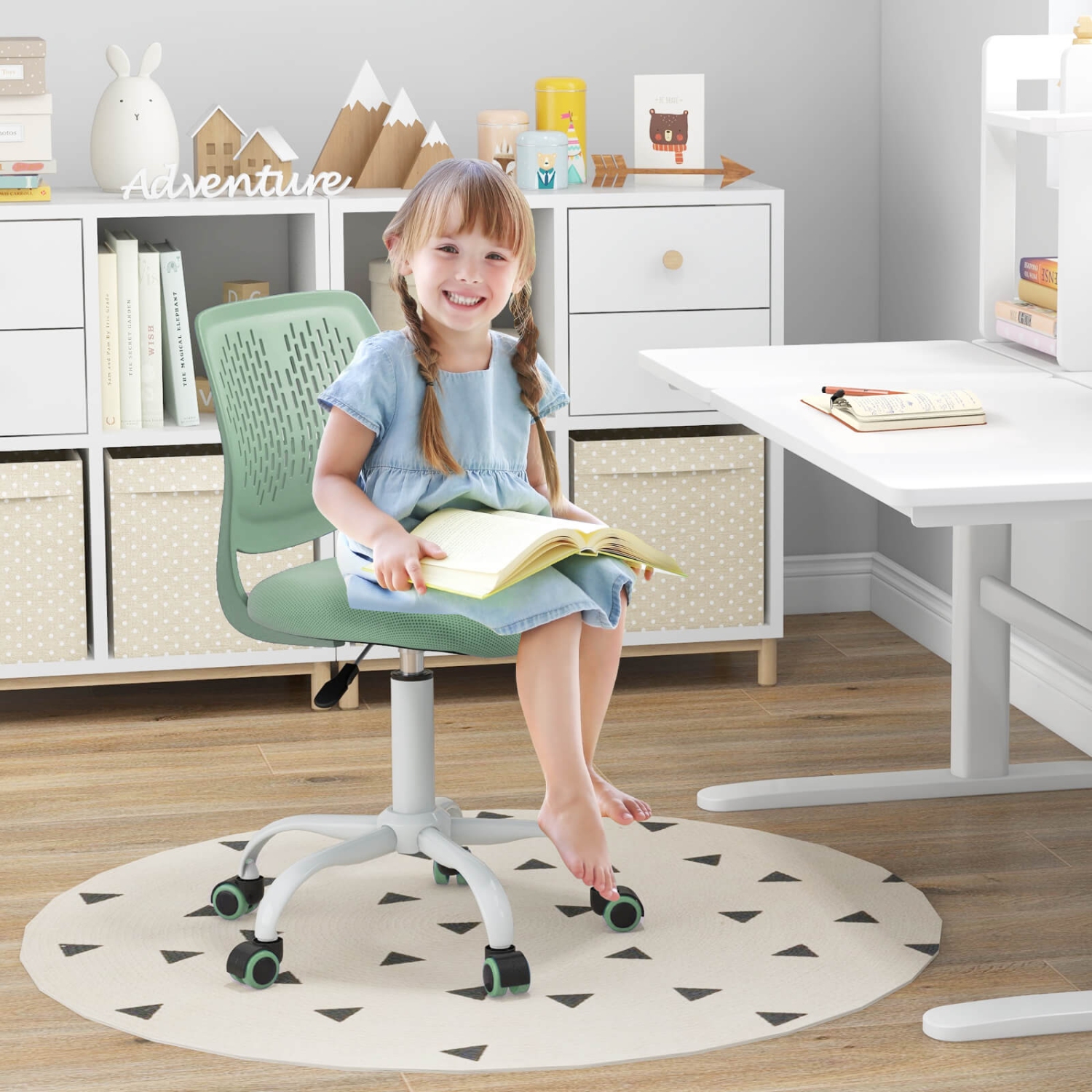 Costway Office Task Desk Armless Chair Adjustable Mid Back Swivel Study Chair