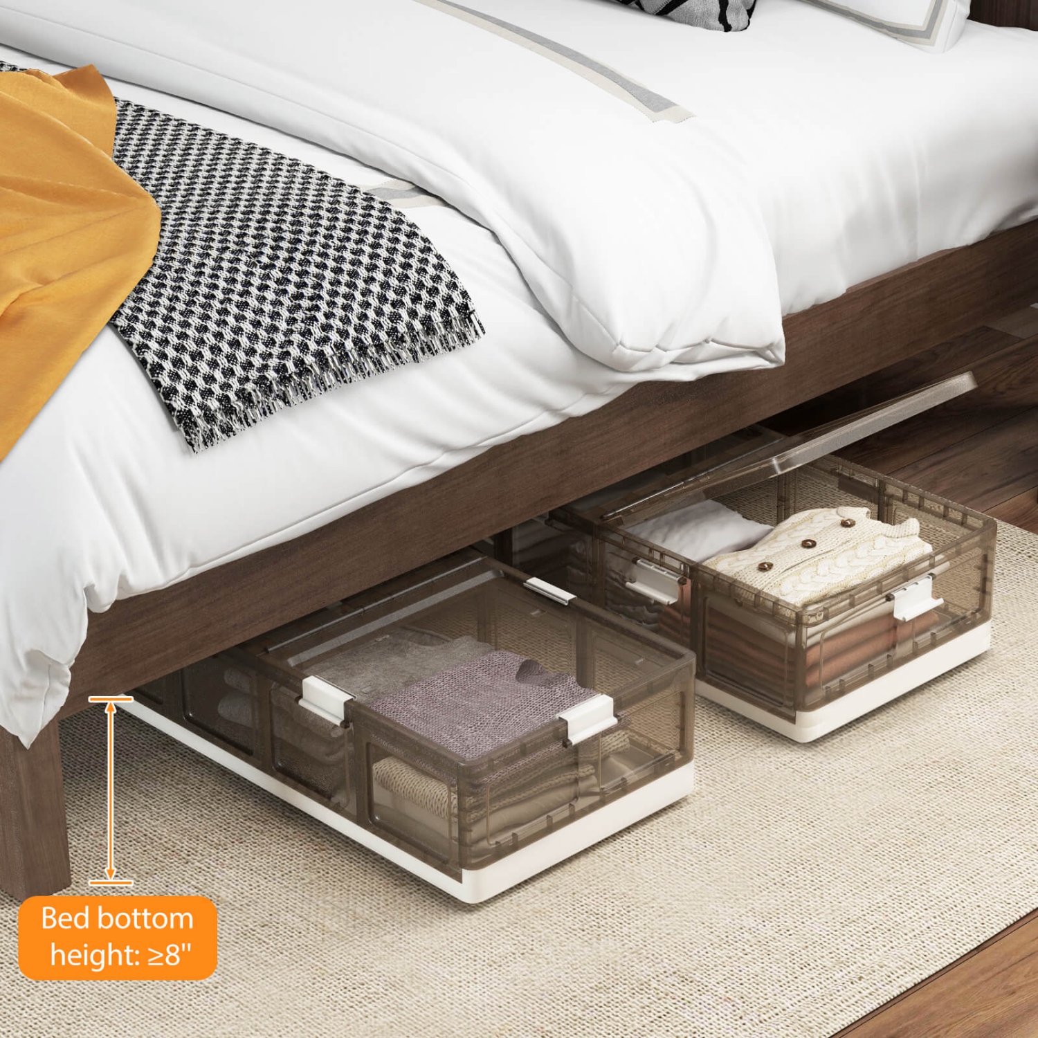 Costway 2/4 Pack 26.5 Gal Under Bed Storage Containers with Wheels Double Opening Lids