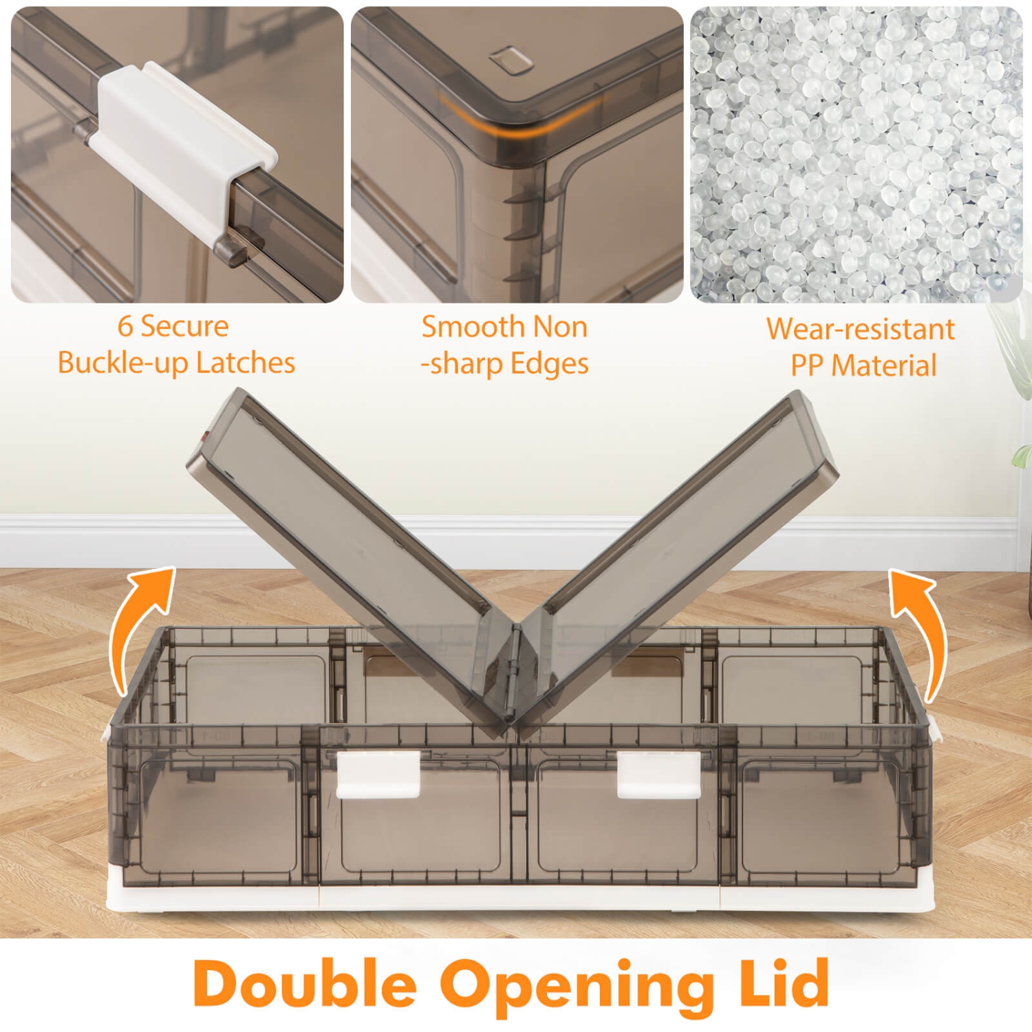 Costway 2/4 Pack 26.5 Gal Under Bed Storage Containers with Wheels Double Opening Lids