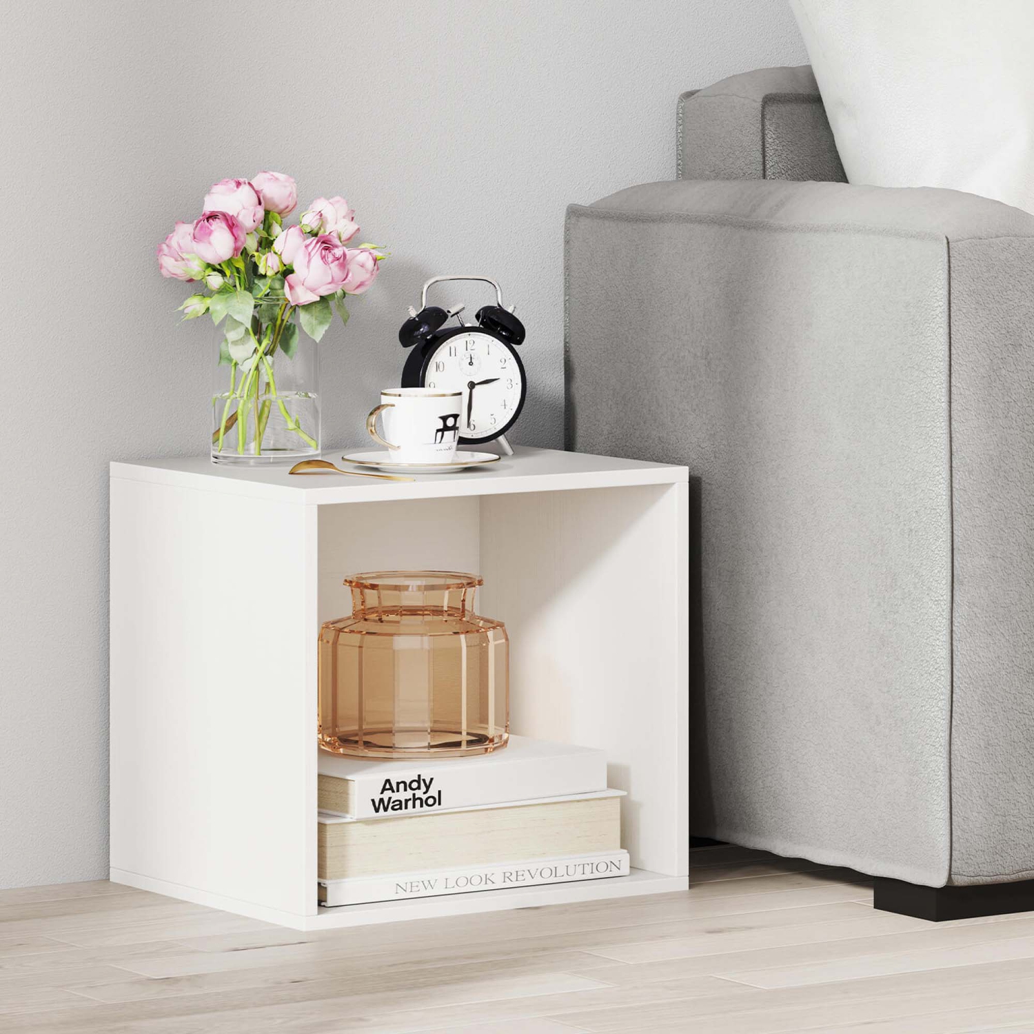 Costway 4 PCS Wooden Cube Storage Organizer Stackable Open Book Shelf for Small Space White