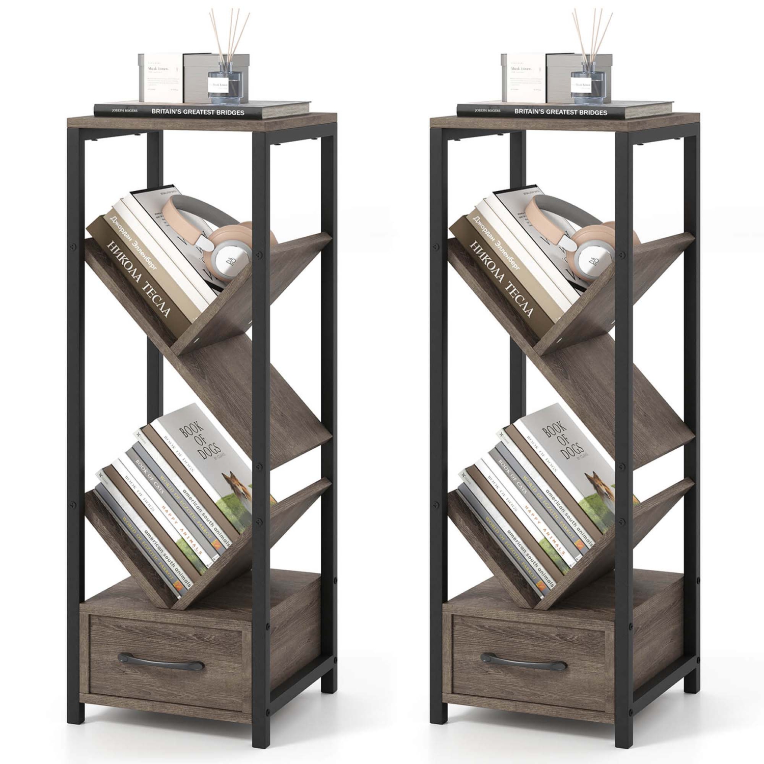 Costway 1/2 PCS 4 Tier Floor Standing Storage Organizer with