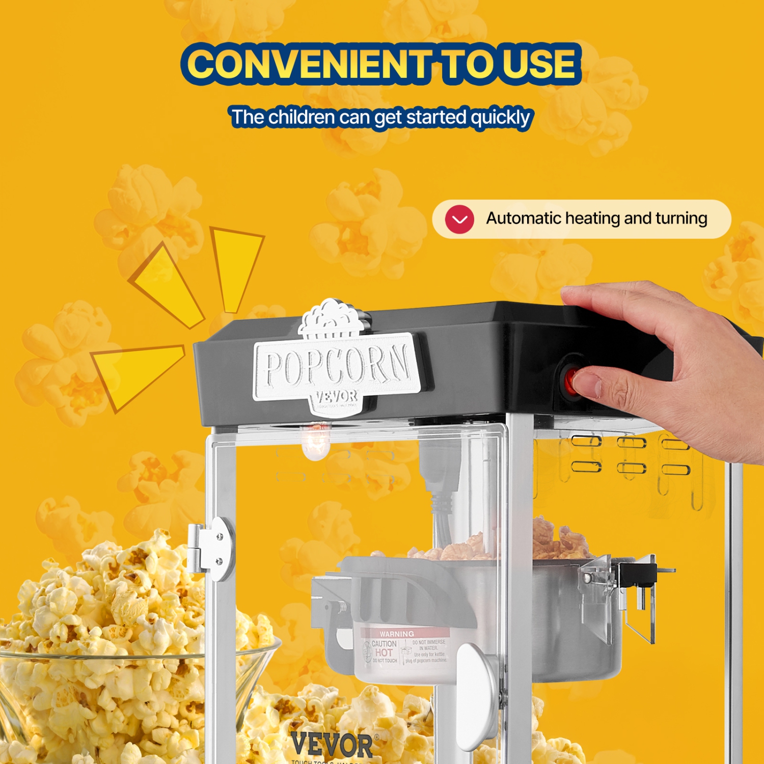 VEVOR 480W Popcorn Maker, Popcorn Popper Machine, 4 Oz Kettle Makes 1.5 Gallon per Batch, Tabletop Popcorn Maker, Includes 3 Scoops, Movie Theater