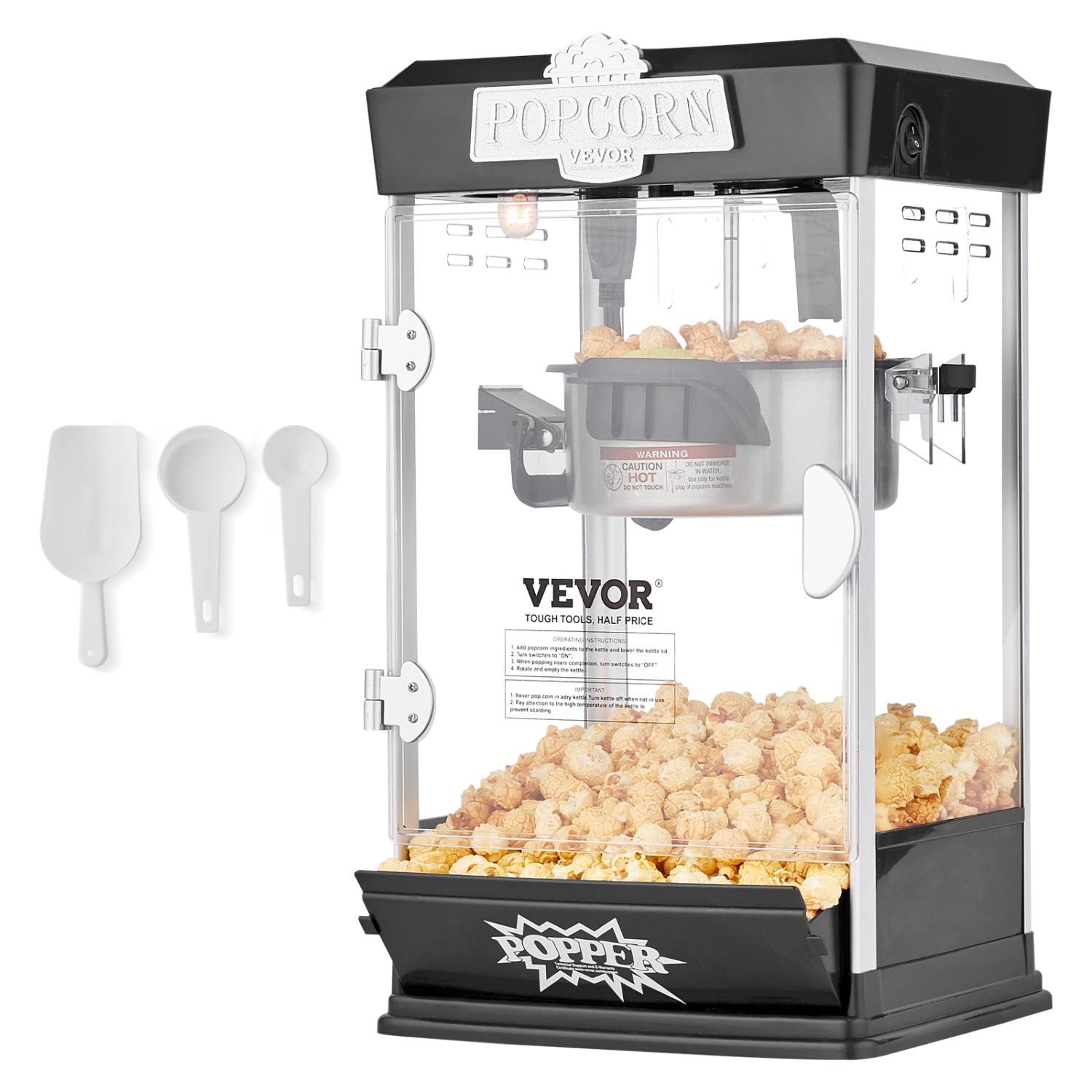 VEVOR 480W Popcorn Maker, Popcorn Popper Machine, 4 Oz Kettle Makes 1.5 Gallon per Batch, Tabletop Popcorn Maker, Includes 3 Scoops, Movie Theater