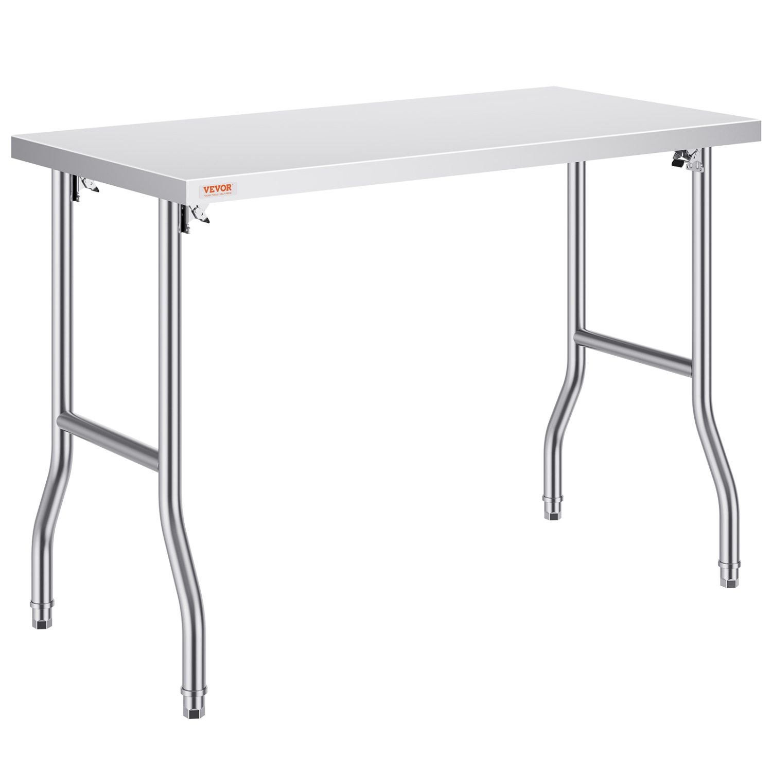 VEVOR 48 x 24 Inch Folding Commercial Prep Table, Commercial Worktable Workstation, Heavy-duty Stainless Steel Folding Table, Kitchen Work Table, for