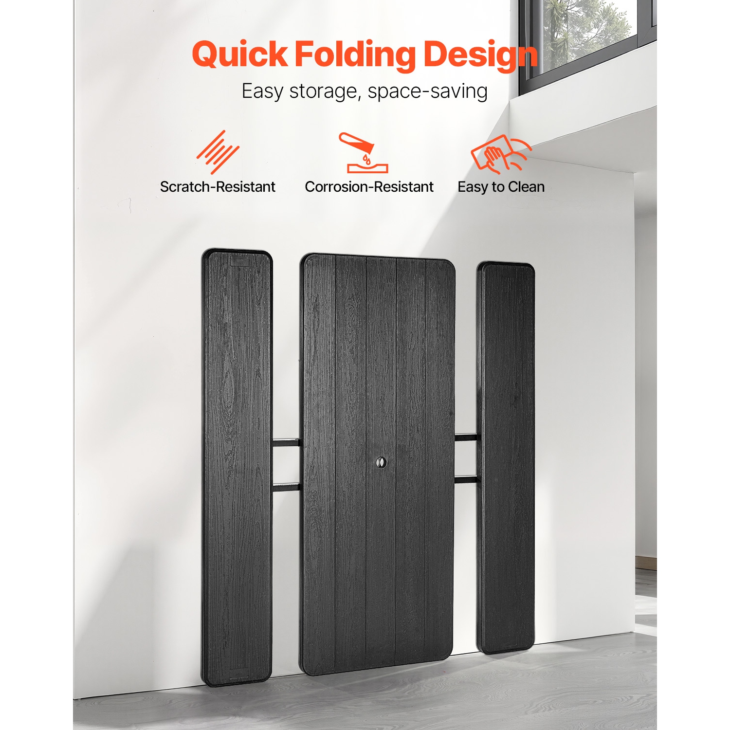 VEVOR 6 FT Foldable Picnic Table, Folding Picnic Tables with Benches, Steel Outdoor Bench Set with Umbrella Hole, Large Outside Dining Table for