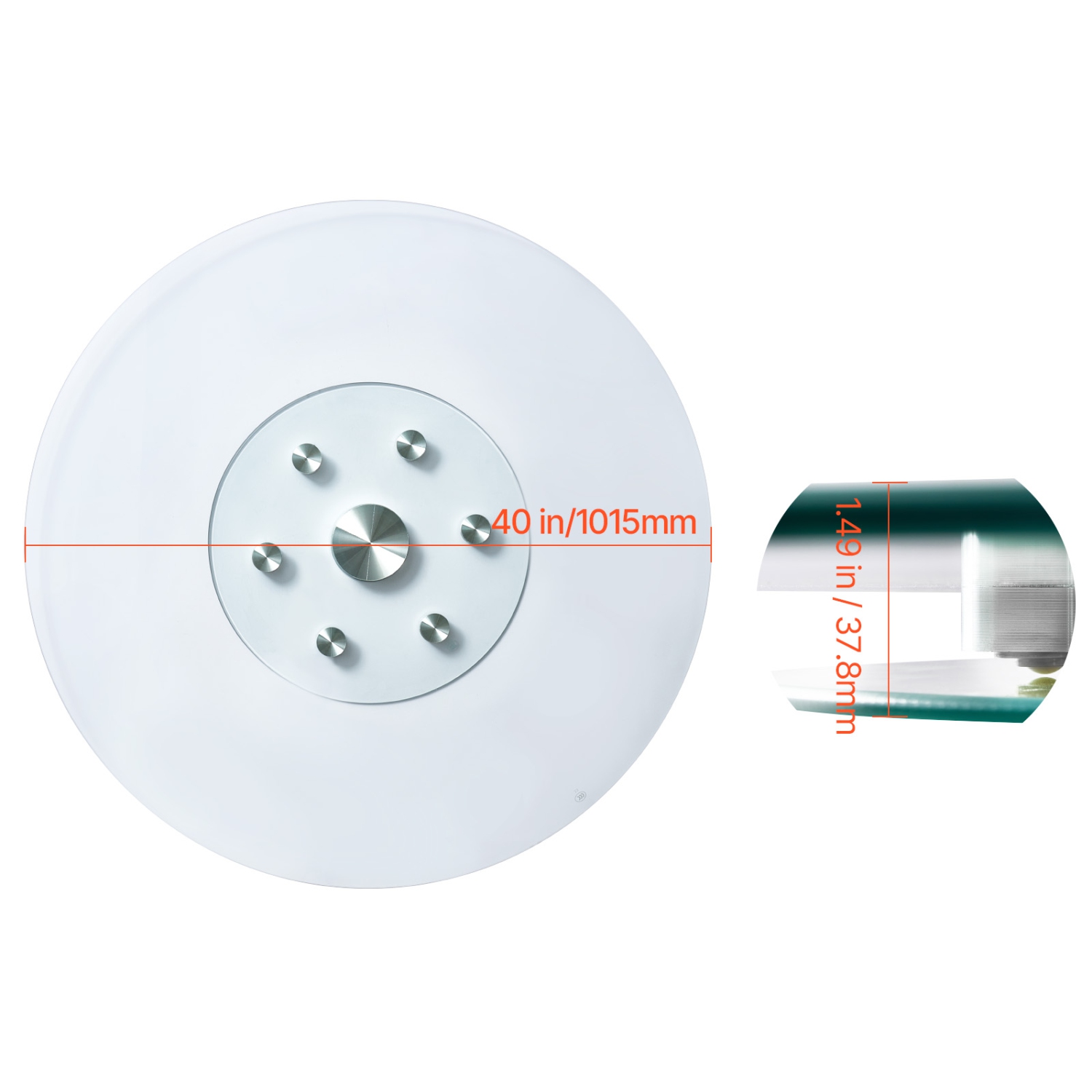 VEVOR 40 in Glass Lazy Susan Turntable, Tempered Glass Dining Table Centerpiece with 6 Rotating Wheels, 360° Smooth and Silent Spin Tabletop Rotating