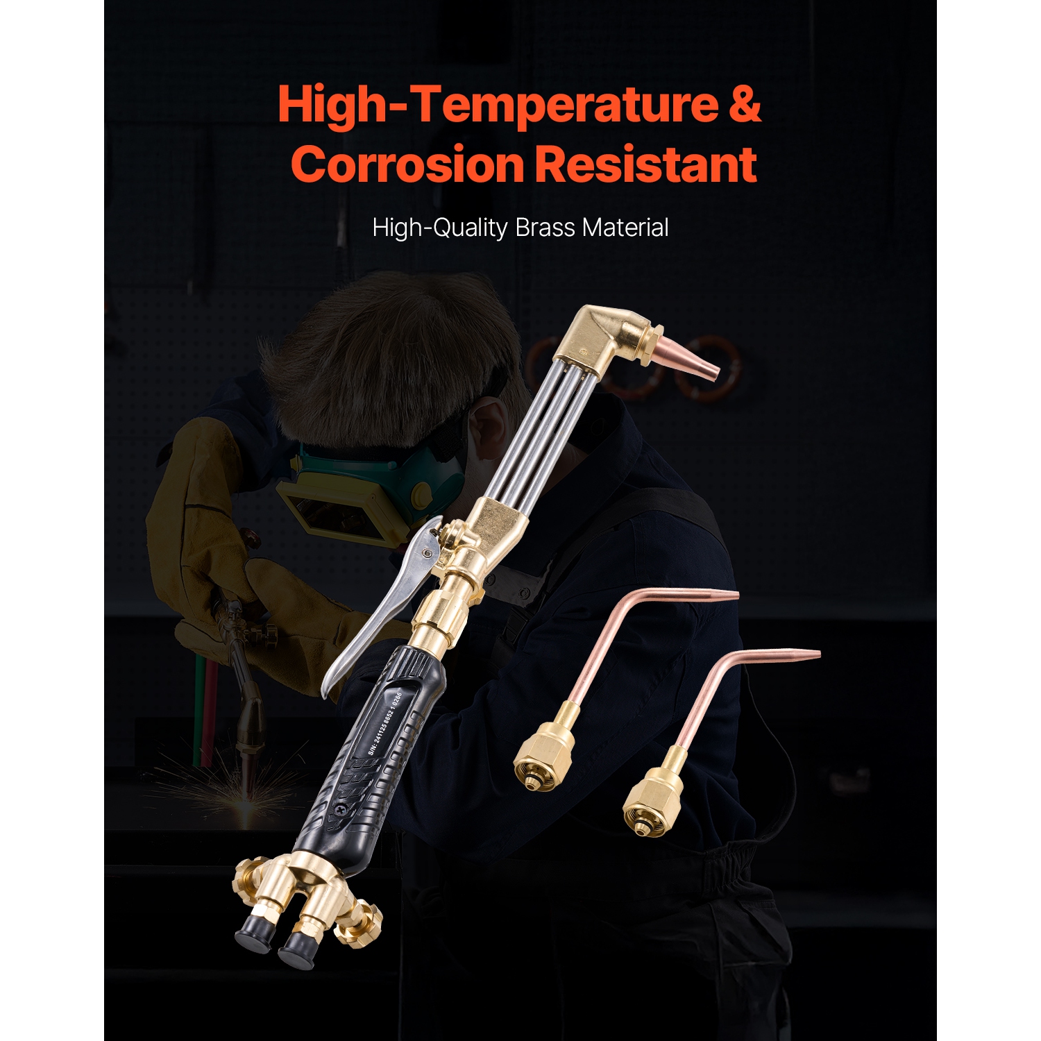 VEVOR 12PCS Oxygen Acetylene Torch Kit, Gas Welding Cutting Torch Kit, with 177 inches Twin-Hose, 1 Cutting Nozzle, 2 Welding Tips & 2 Regulators