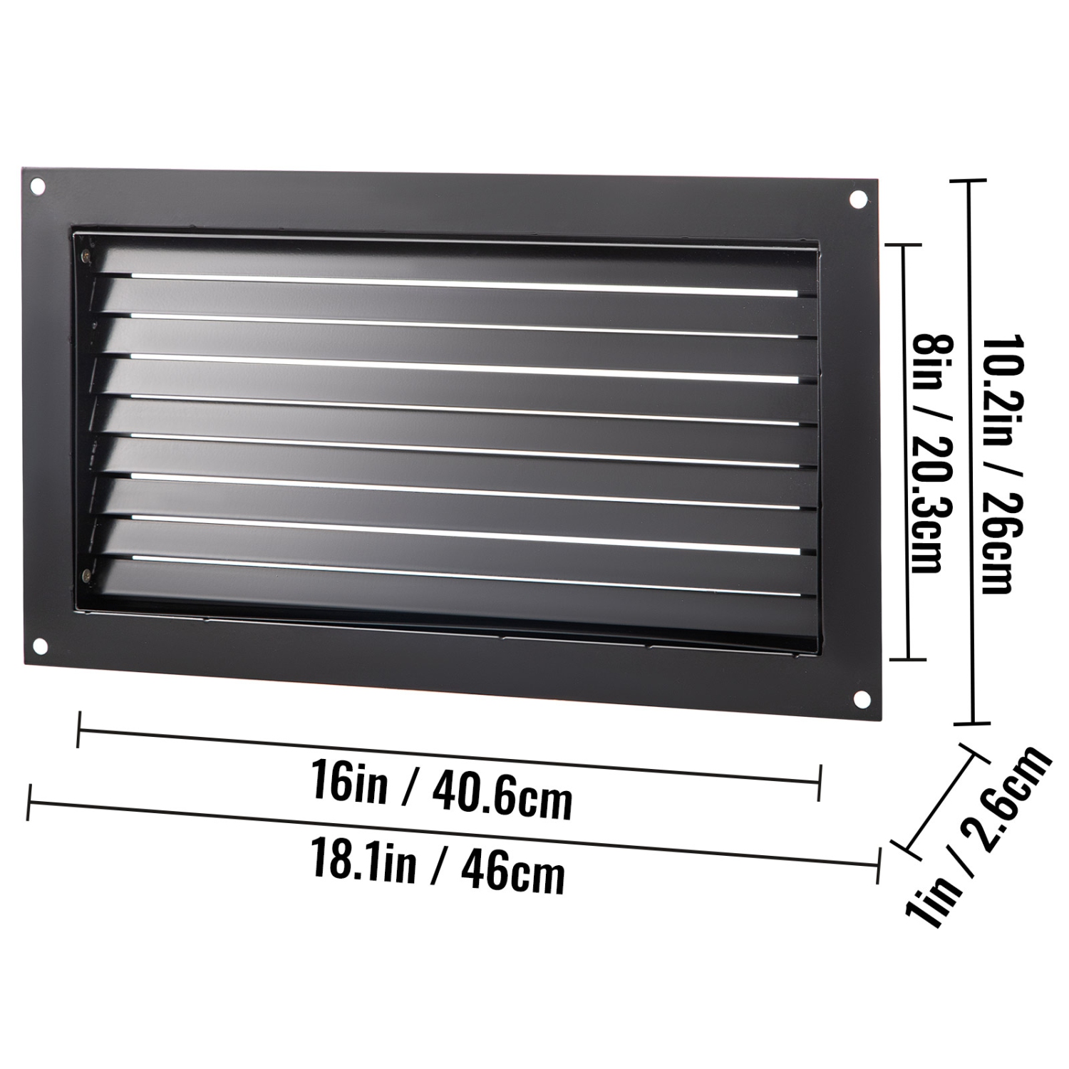 VEVOR Foundation Flood Vent, 8" Height x 16" Width Flood Vent, to Reduce Foundation Damage and Flood Risk, Black, Wall Mounted Flood Vent, for
