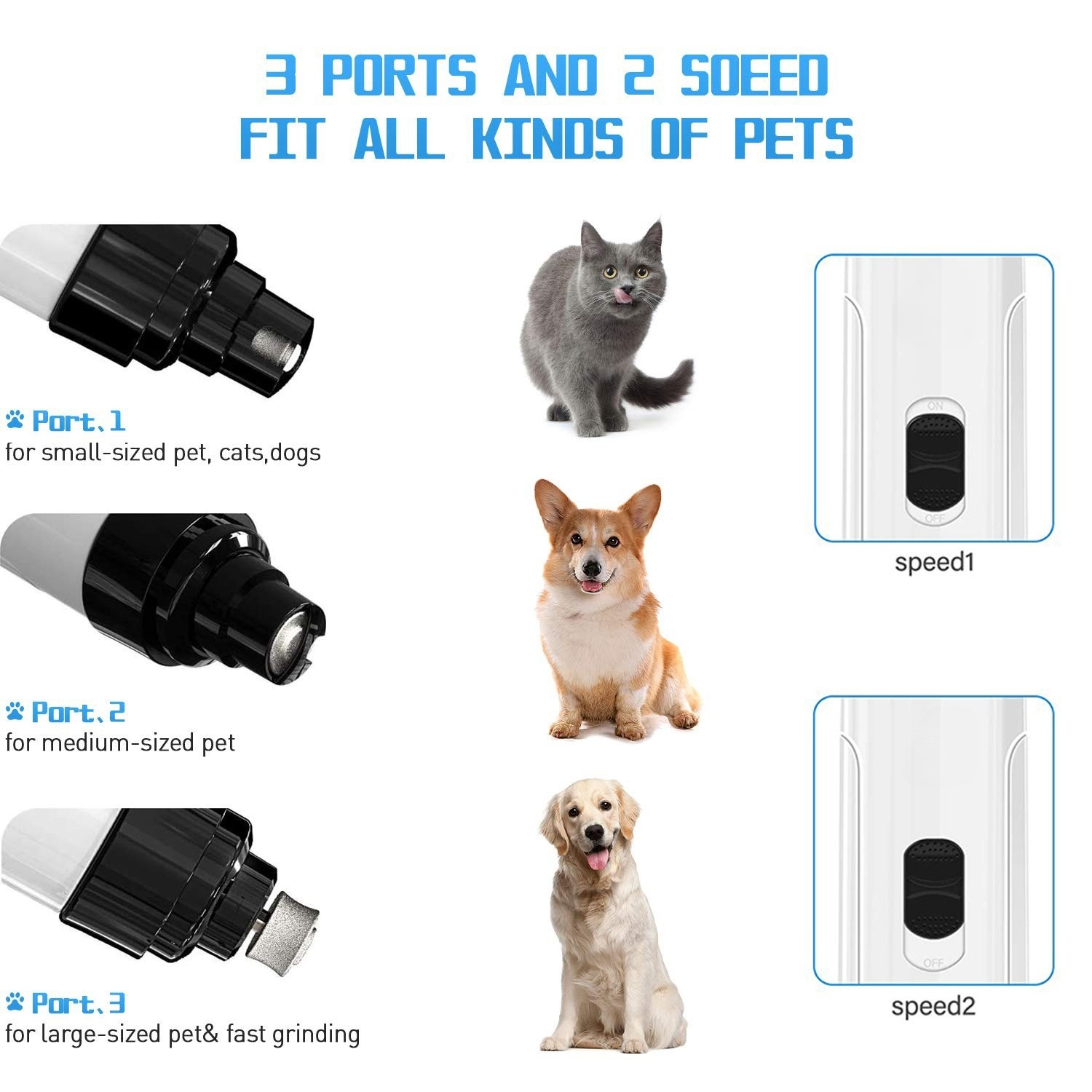 Electric Pet Nail Clipper USB Charging Dog Nail Grinder Portable Puppy Cat Nails Pet Grooming Tools For Small Medium Large Dogs