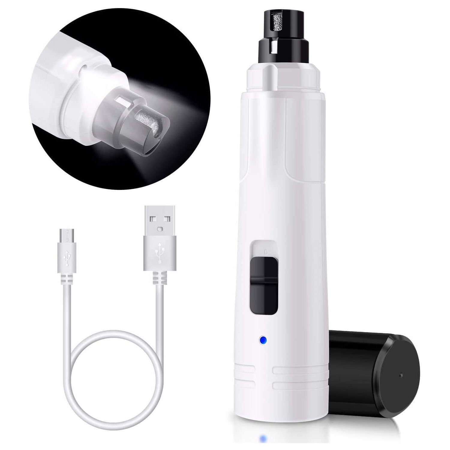 Nail Grinder - Professional 2-Speed Electric Rechargeable Pet Nail Trimmer Painless Paws Grooming & Smoothing for Small Medium Large Dogs