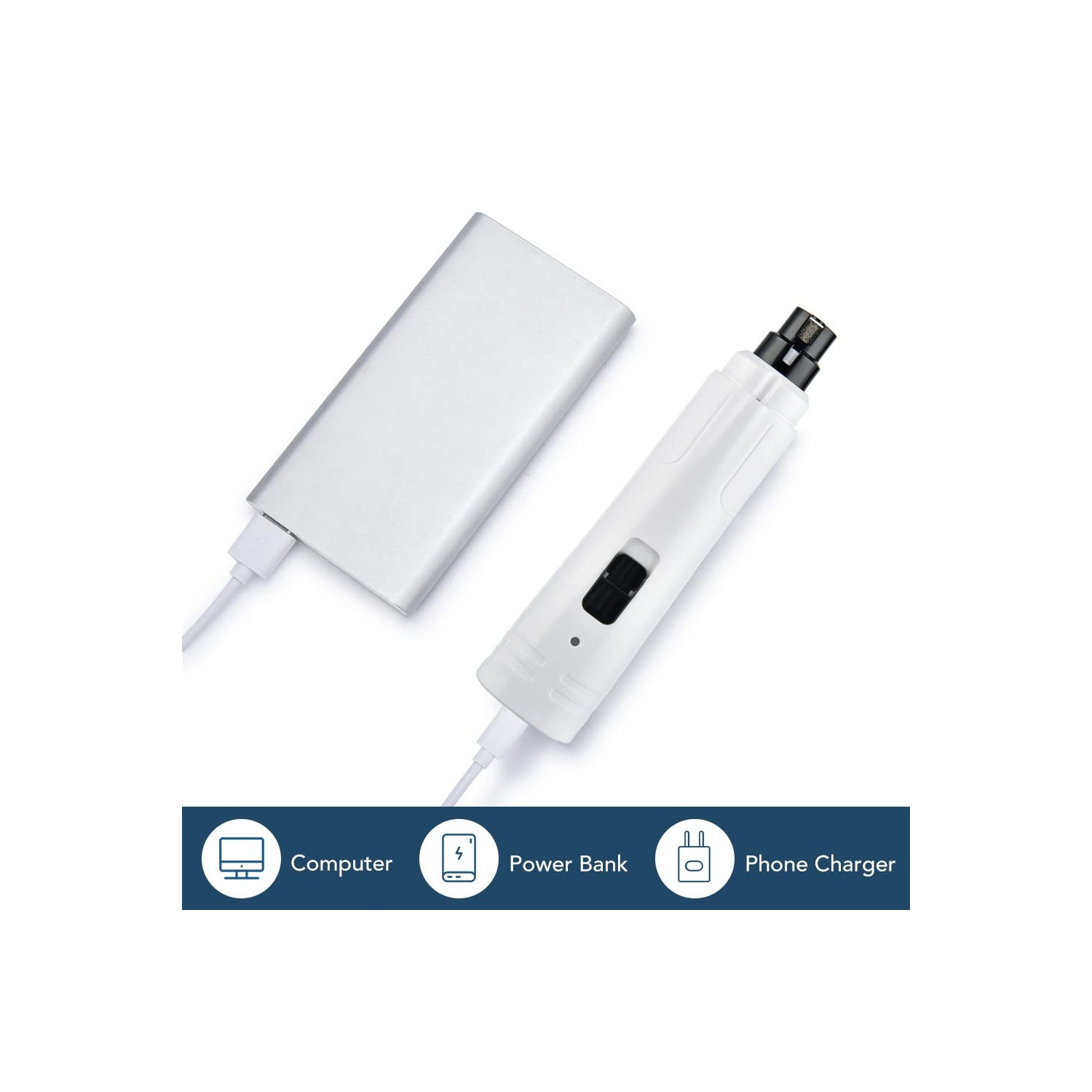 Nail Grinder - Professional 2-Speed Electric Rechargeable Pet Nail Trimmer Painless Paws Grooming & Smoothing for Small Medium Large Dogs