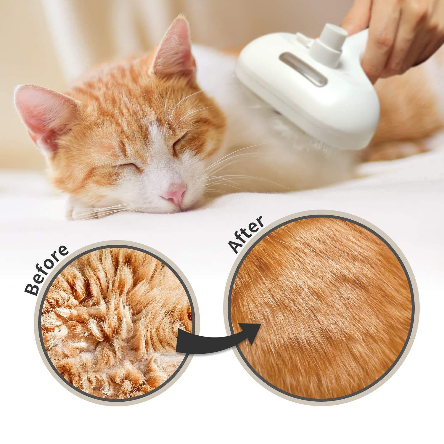 Steam Cat Brush for Shedding, 3 In 1 Steam Cat Brush Self Cleaning Dog Brush for Long and Short Hair Dogs and Cats Pet Grooming Comb Remove Tangled