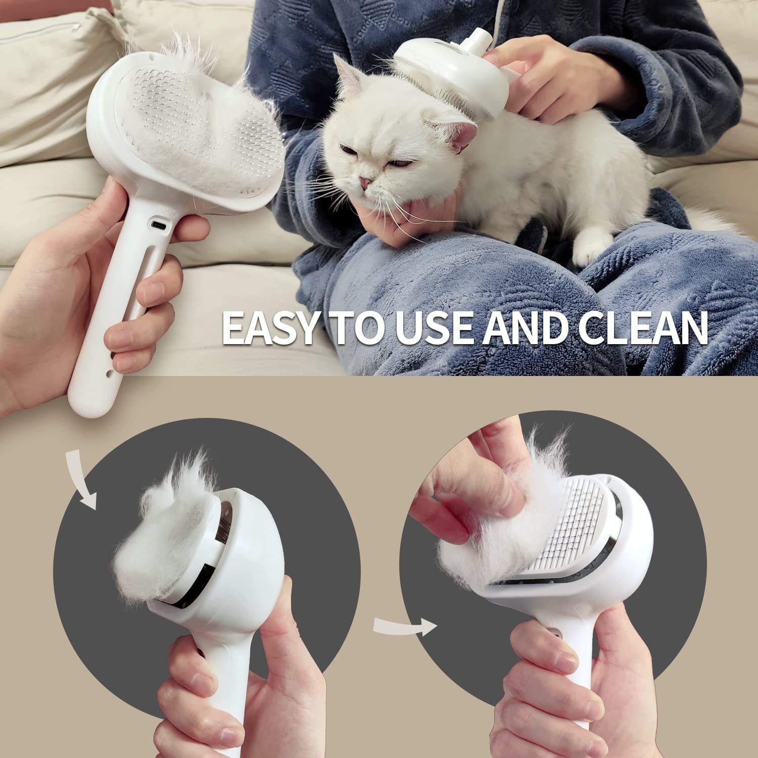 Steam Cat Brush for Shedding, 3 In 1 Steam Cat Brush Self Cleaning Dog Brush for Long and Short Hair Dogs and Cats Pet Grooming Comb Remove Tangled