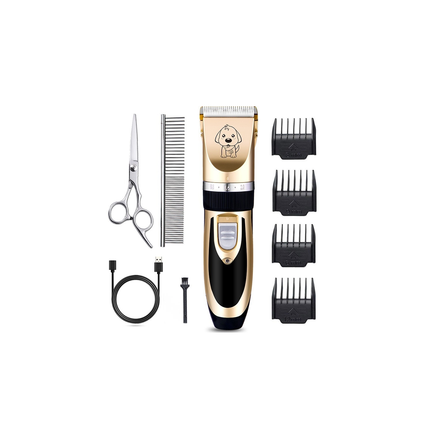 Dog Grooming Kit Clippers, Low Noise, Electric Quiet, Rechargeable, Cordless, Pet Hair Thick Coats Clippers Trimmers Set, Suitable for Dogs, Cats