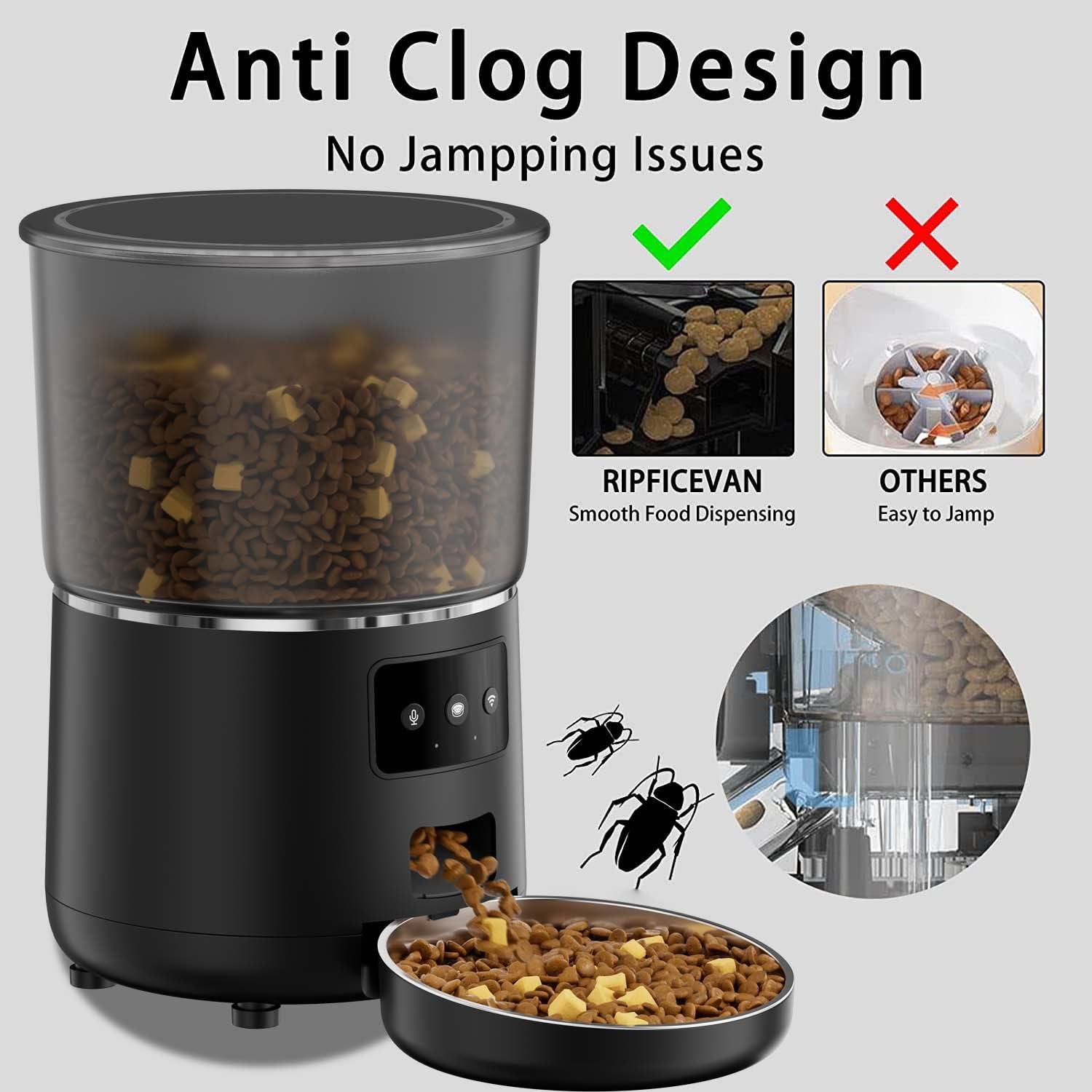 Mangeoire automatique Wi-Fi pour chats – Distributeur de nourriture pour chats commandé PAR APPLICATION, Mangeoire automatique minutée 4&nbsp;L