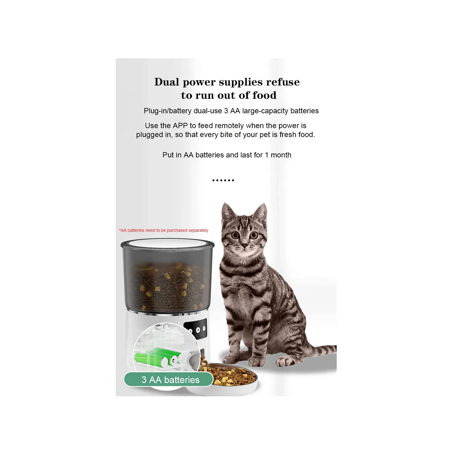 Mangeoire automatique Wi-Fi pour chats – Distributeur de nourriture pour chats commandé PAR APPLICATION, Mangeoire automatique minutée 4&nbsp;L