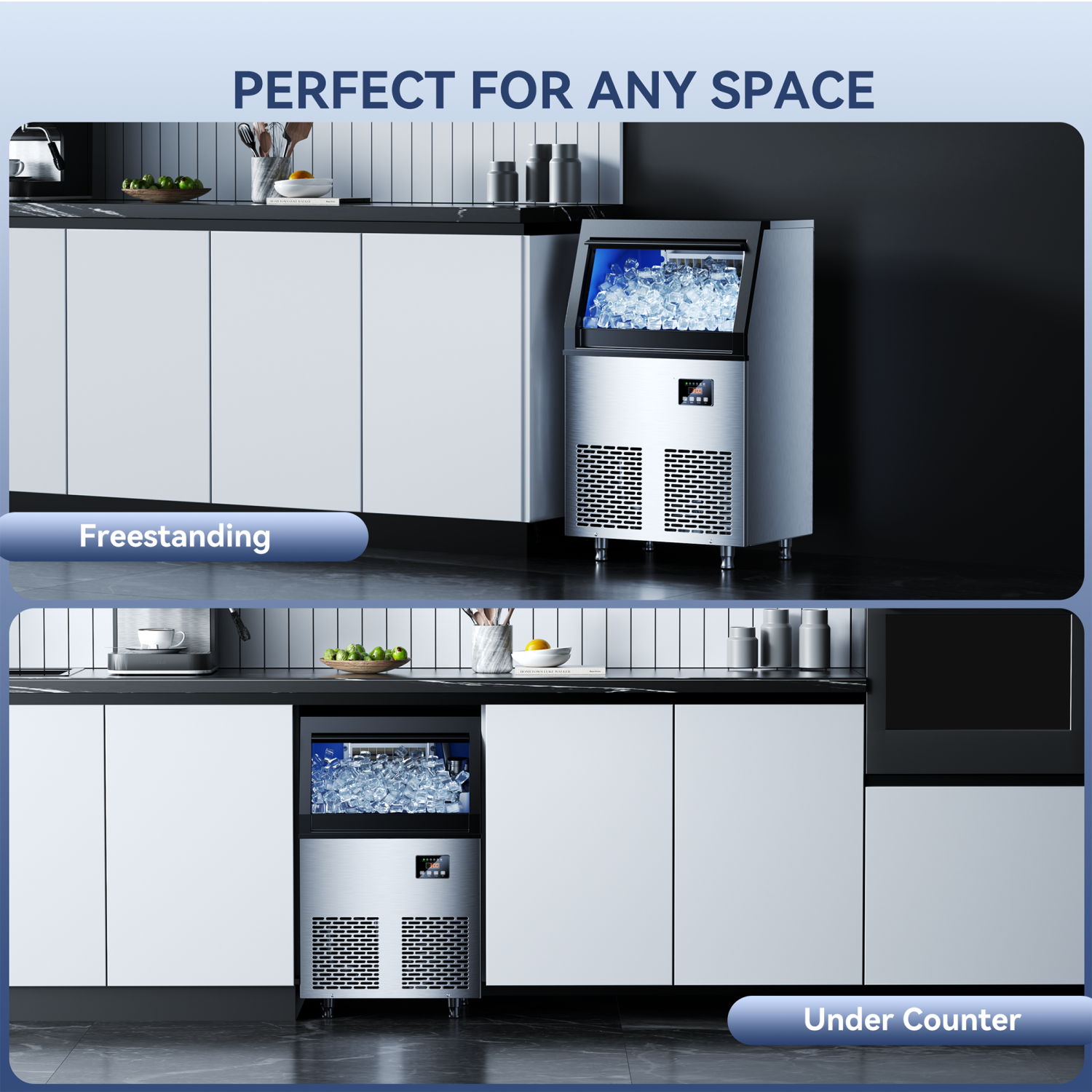 Coolski Commercial Ice Maker 100 lbs/24H Under Counter Ice Machine with 34 lbs Bin