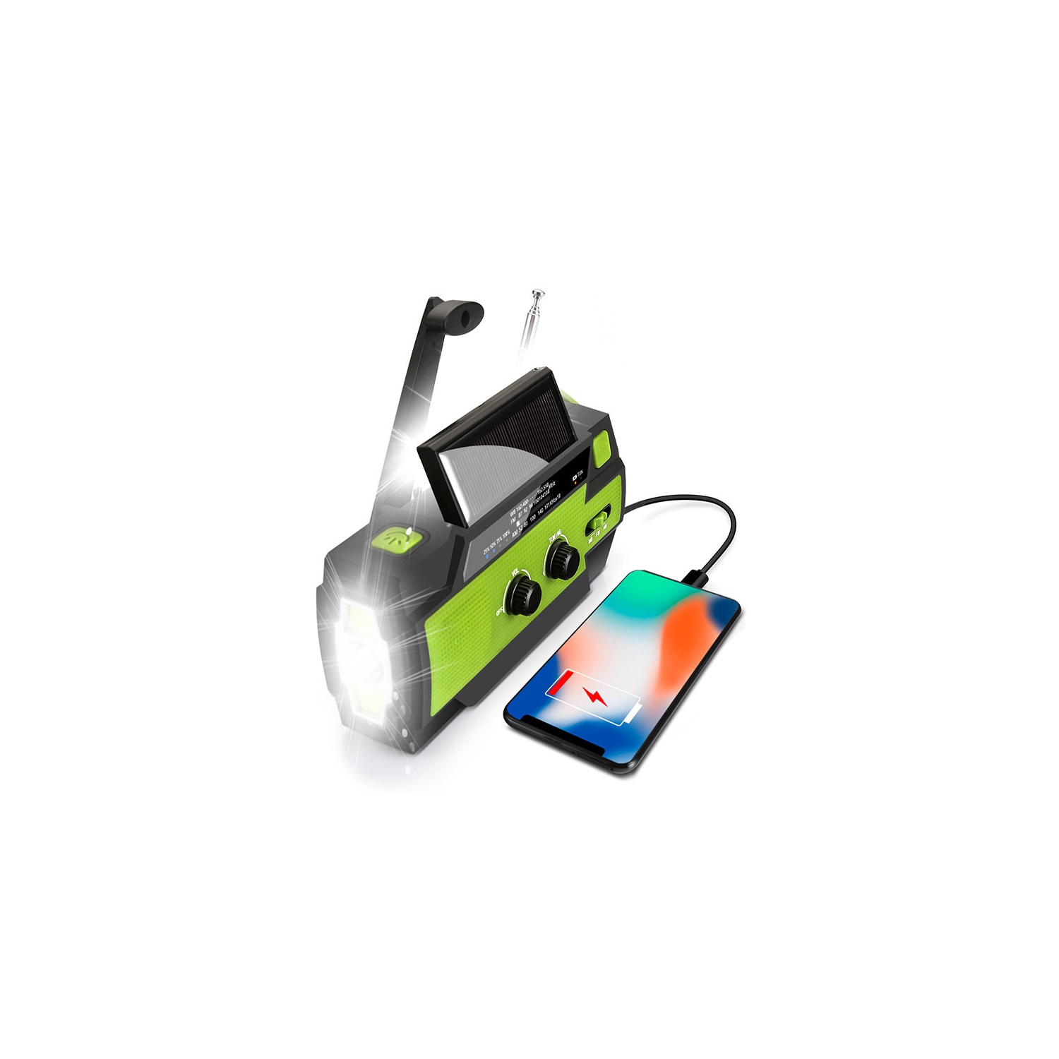 Radio d'urgence extérieure, radio solaire portative à manivelle 4000&nbsp;mAh multifonctions, radio solaire à manivelle, adaptée à la maison et au