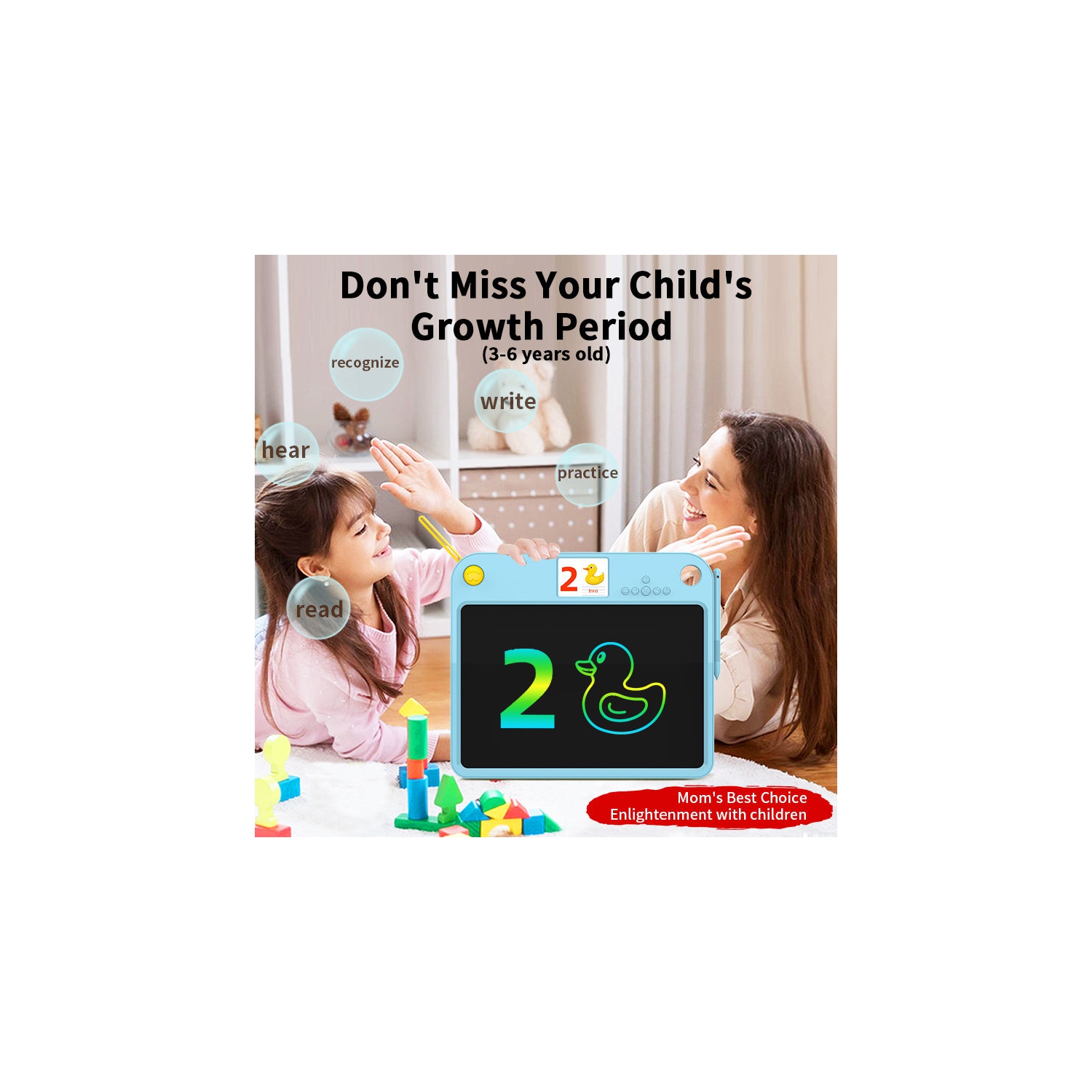 Kids Graffiti 2 in 1 Intelligent English Learning and Practicing Machine with LCD Writing Tablet Drawing Board