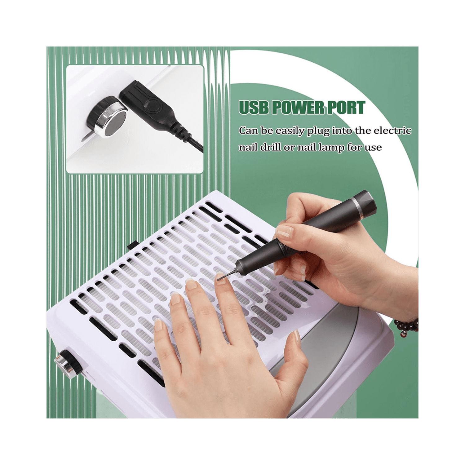 Collecteur de poussière à ongles pour manucure, 100&nbsp;W Extractor Vacuum Dust Collector Puissant ventilateur à ongles