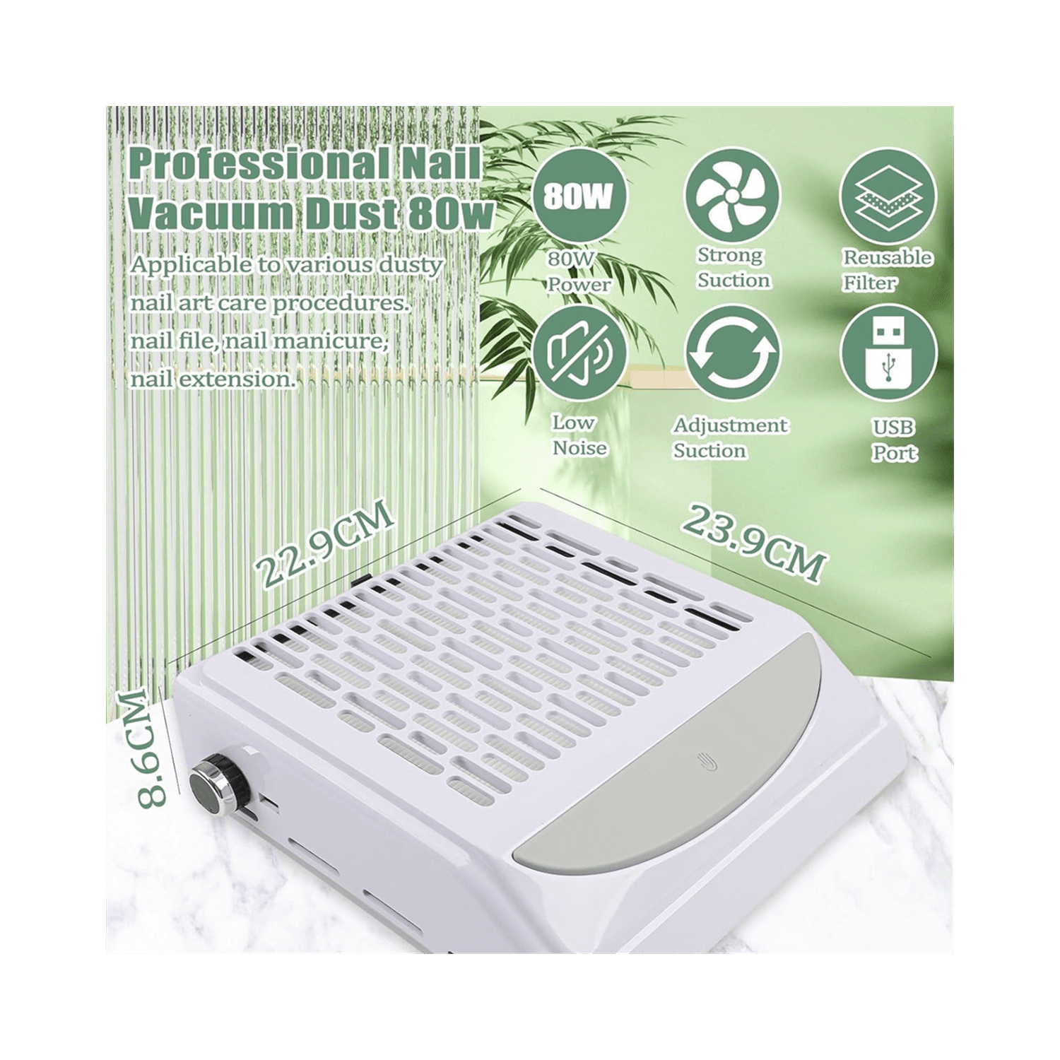 Collecteur de poussière à ongles pour manucure, 100&nbsp;W Extractor Vacuum Dust Collector Puissant ventilateur à ongles