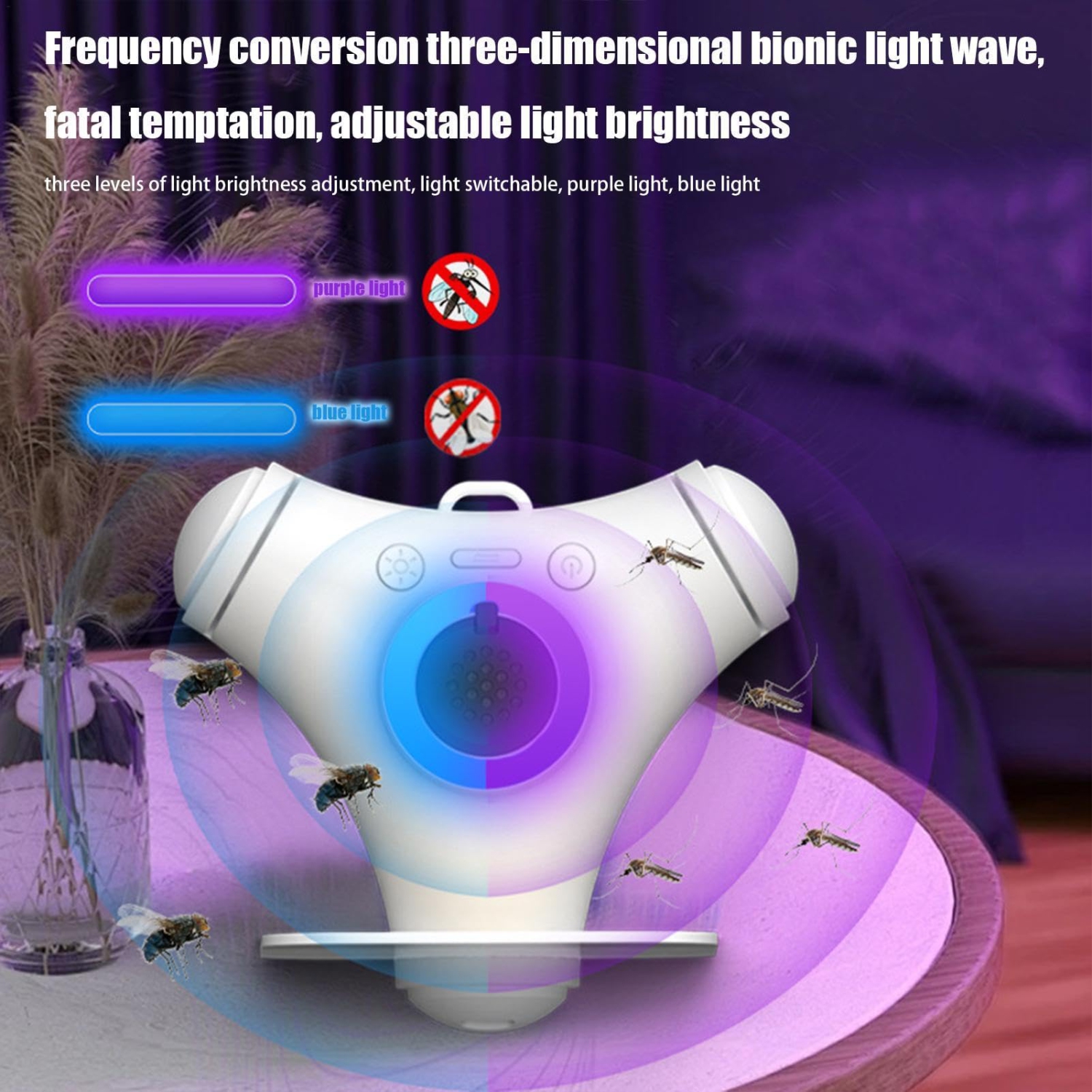 Piège attractif à la mouche, piège à mouche à recharge USB, lampe anti-bruit pour la maison, l'hôtel, la chambre à coucher, le salon