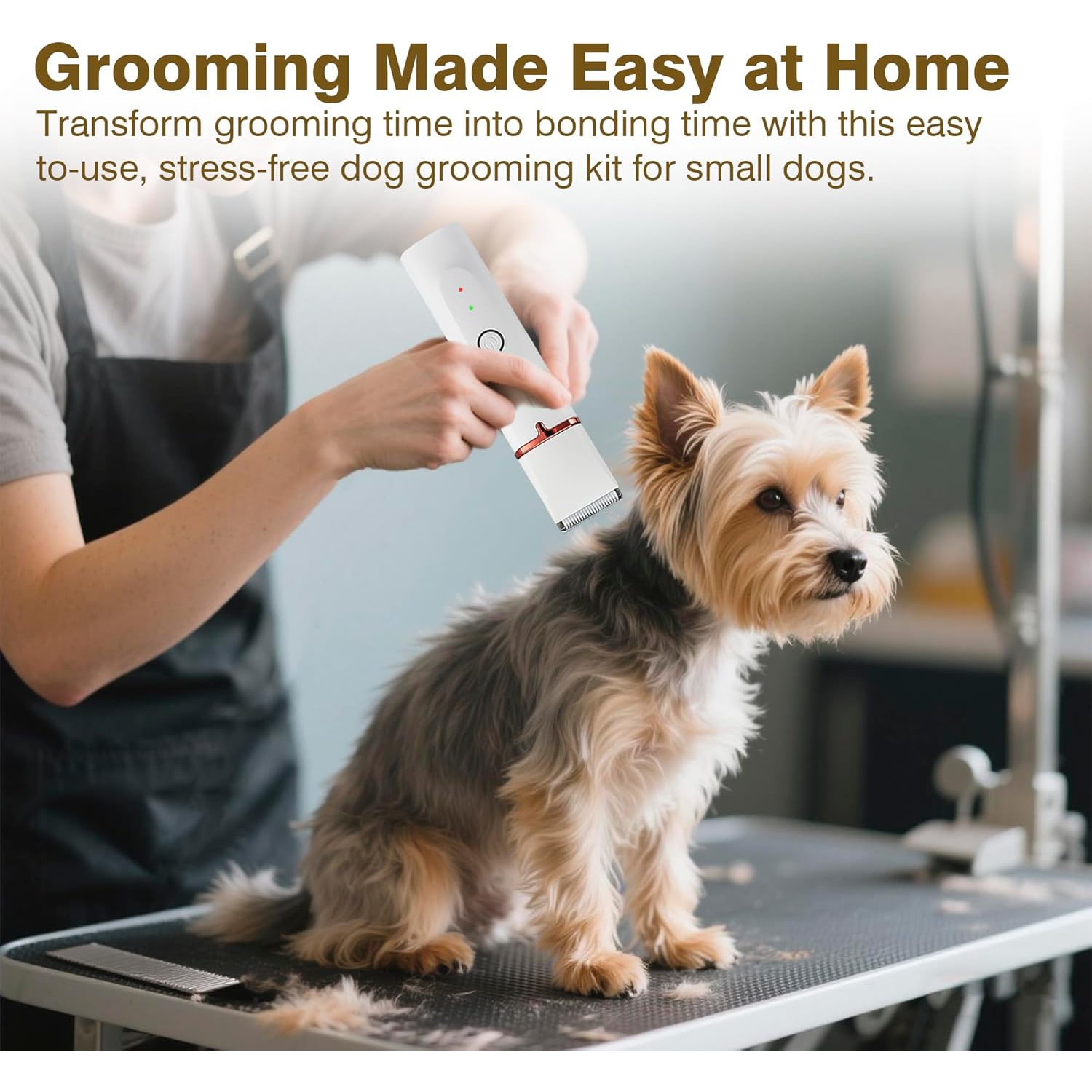 Tondeuse 4-en-1 pour chiens, ensemble de tondeuse à faible bruit pour animaux de compagnie avec tondeuse à patte, moulin à ongles sans fil