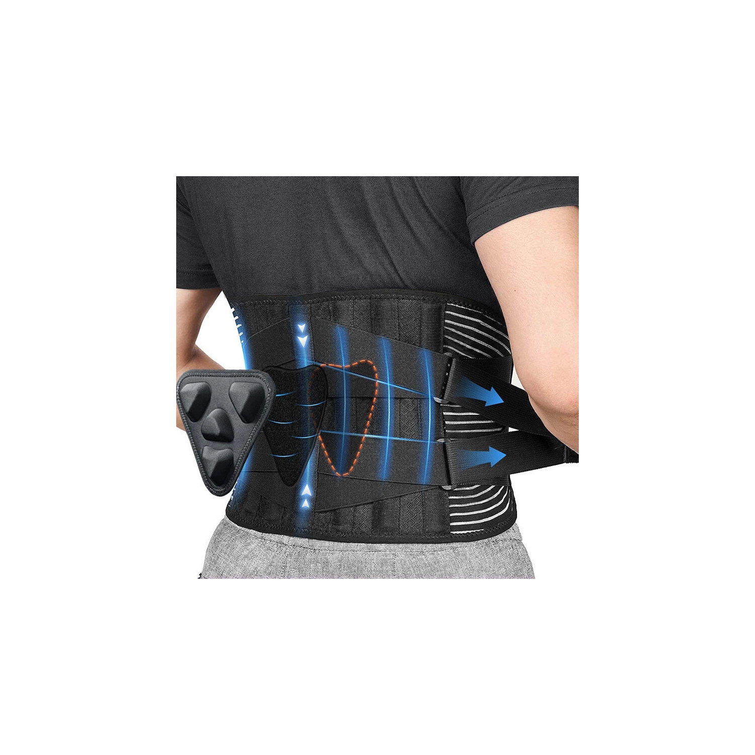 Mesh Back Brace for Lower Back Pain Relief Adjustable Lumbar Support Belt for Herniated Disc Scoliosis with Removable 3D Pad,for Home Work