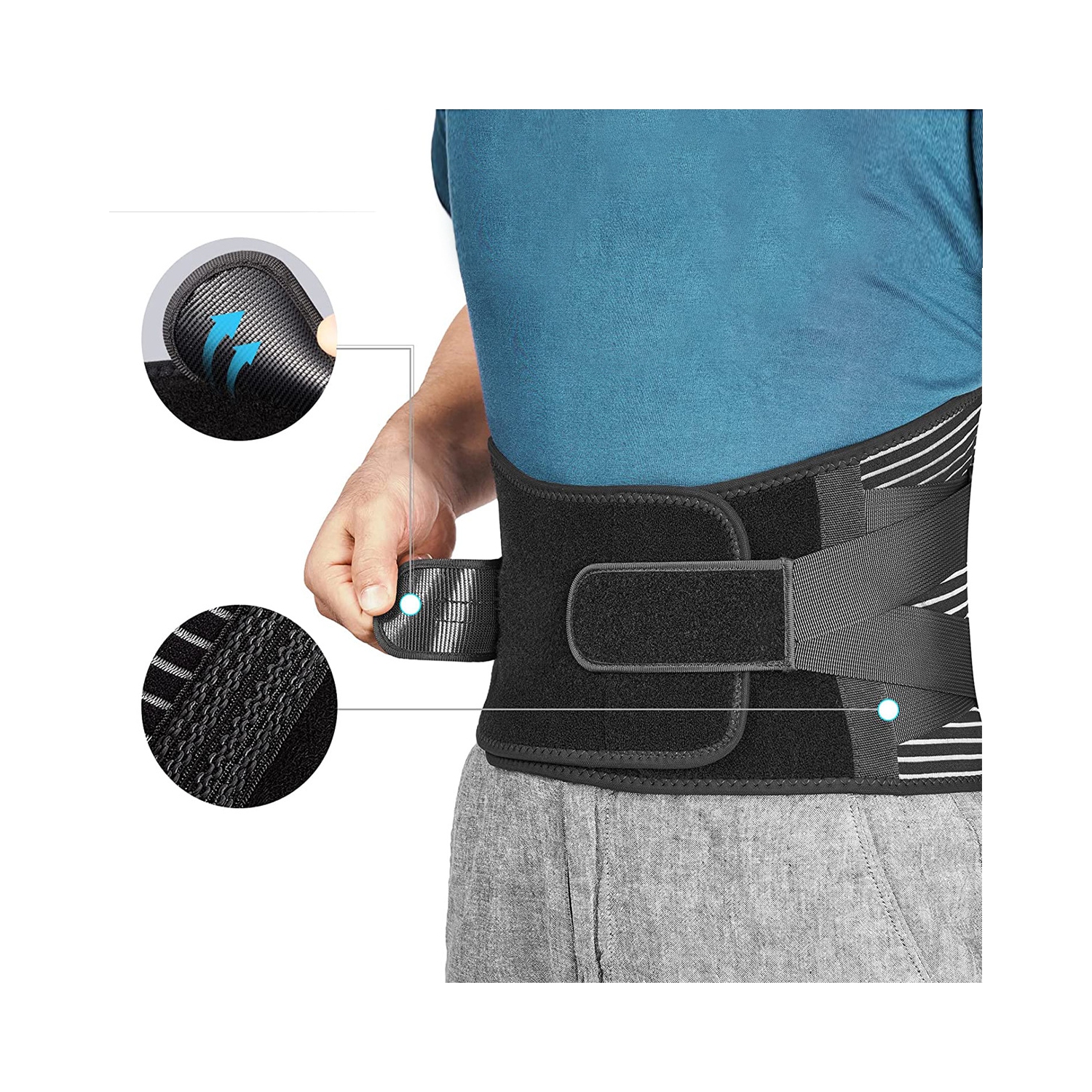 Mesh Back Brace for Lower Back Pain Relief Adjustable Lumbar Support Belt for Herniated Disc Scoliosis with Removable 3D Pad,for Home Work