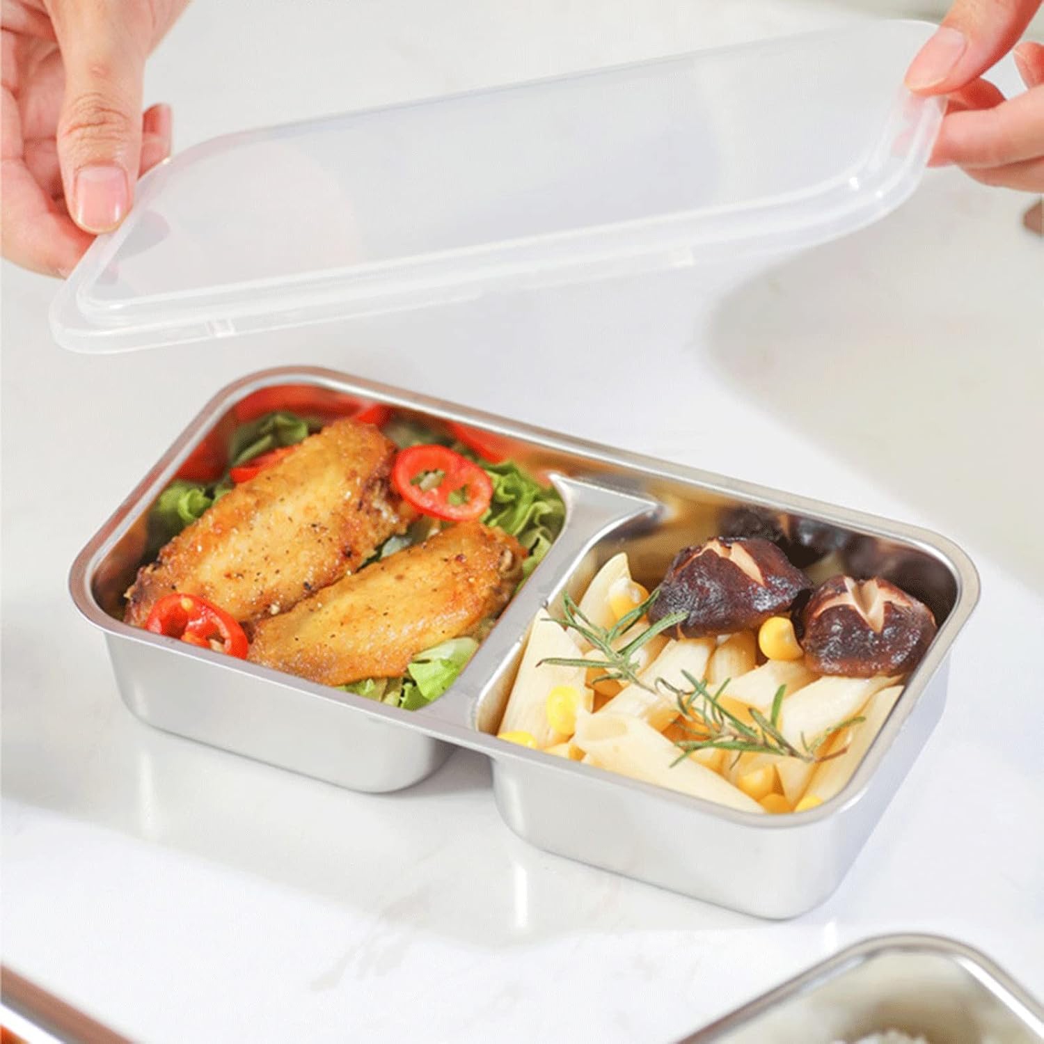 300W white multifunctional electric lunch box - stainless steel self-heating food warmer, leak-proof and fast heating, suitable for office/travel