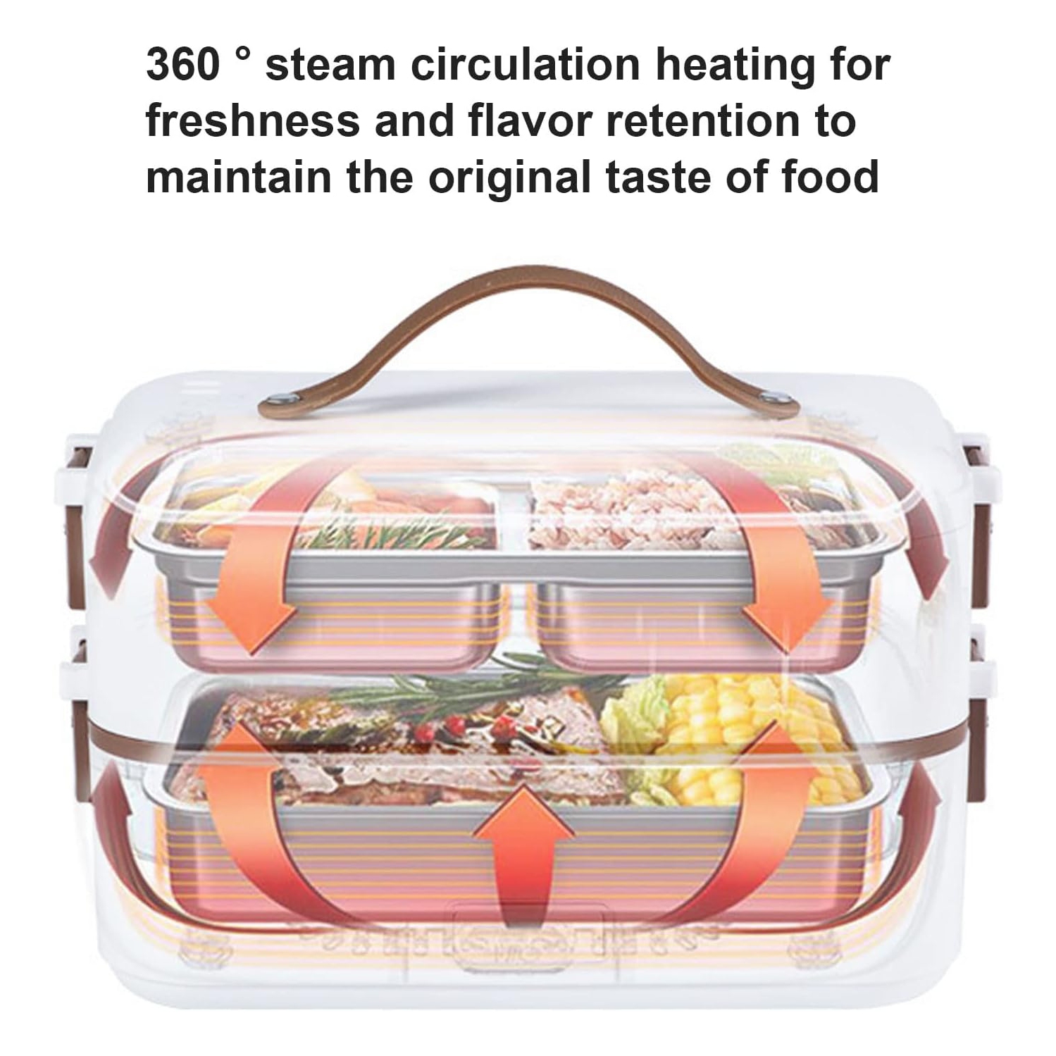 300W white multifunctional electric lunch box - stainless steel self-heating food warmer, leak-proof and fast heating, suitable for office/travel