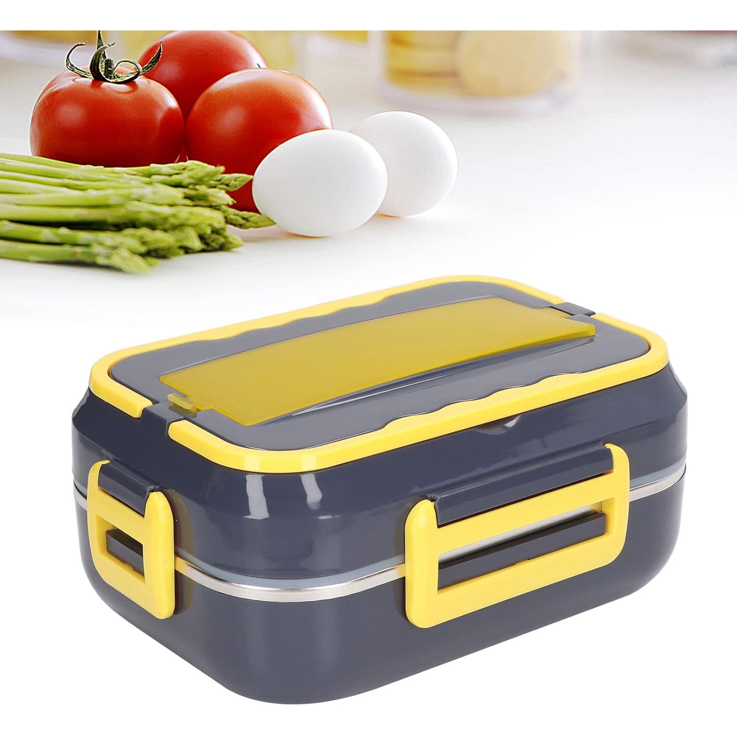 40W Electric Lunch Box - 1.5L Portable Food Heater with Dual Power Cord for Car and Home + Tableware + Sealing Ring + Insulation Bag