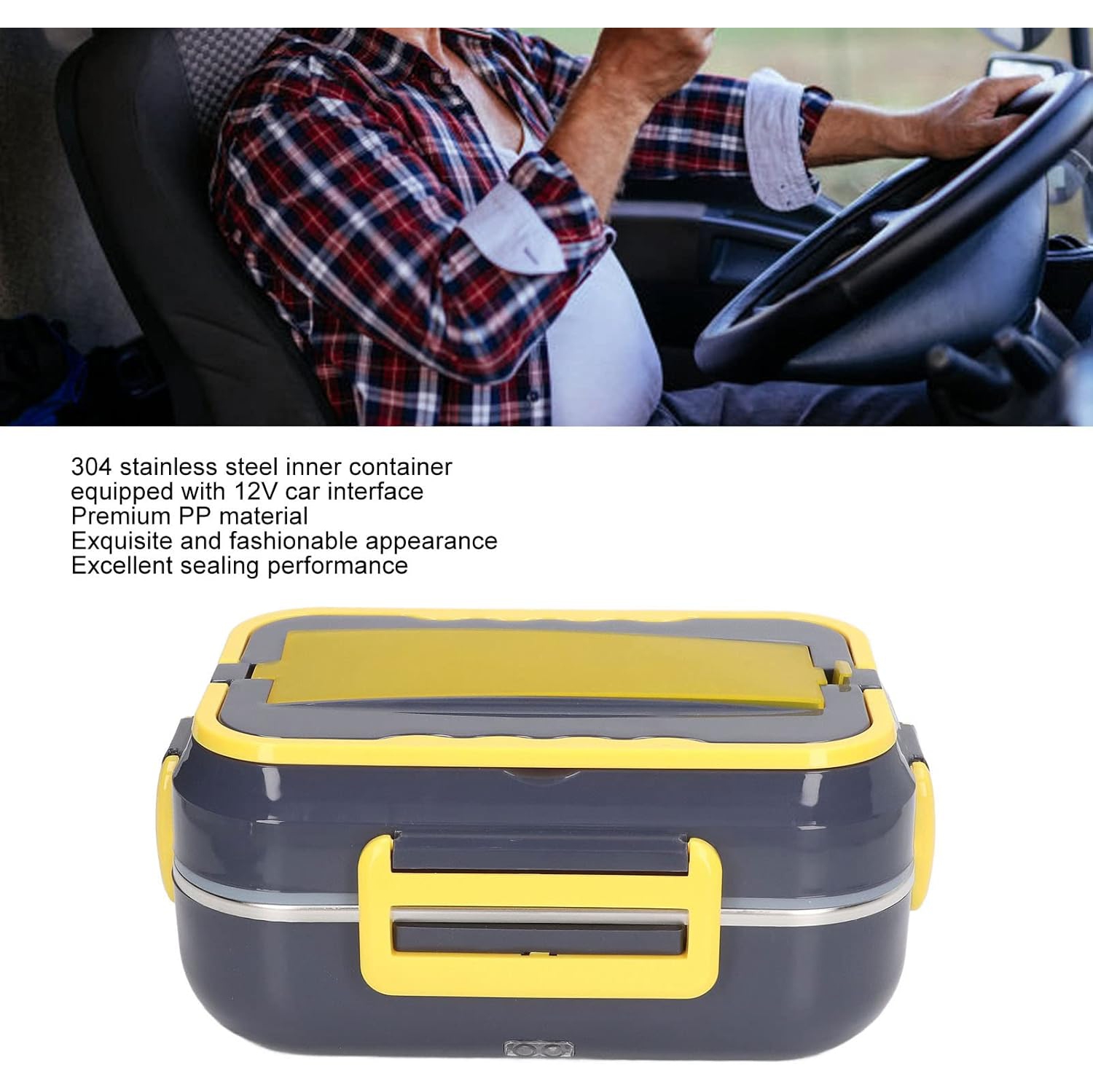 40W Electric Lunch Box - 1.5L Portable Food Heater with Dual Power Cord for Car and Home + Tableware + Sealing Ring + Insulation Bag