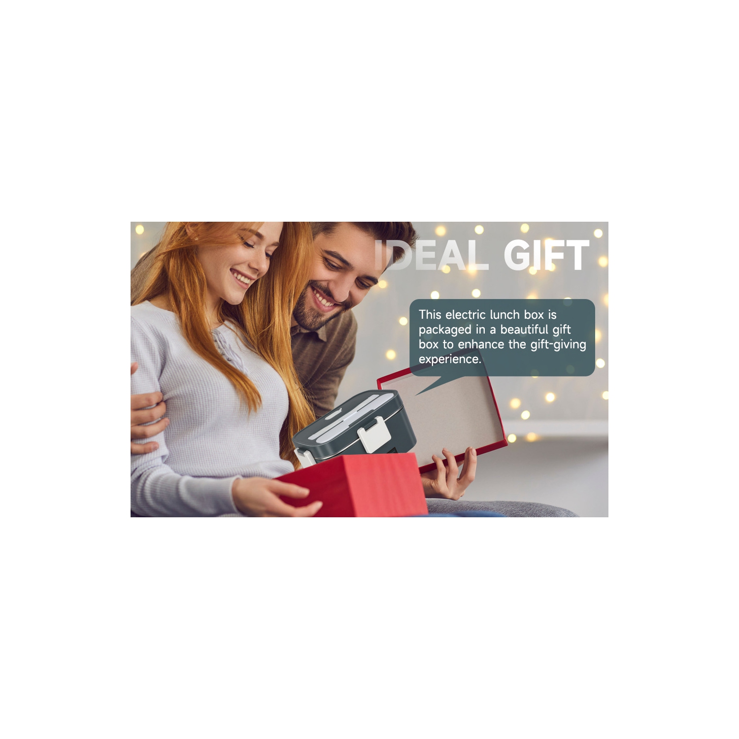 80w portable electric lunch box - 304 stainless steel, 1.8L large capacity lunch box, 12V/110V dual power supply, fast heating, suitable for