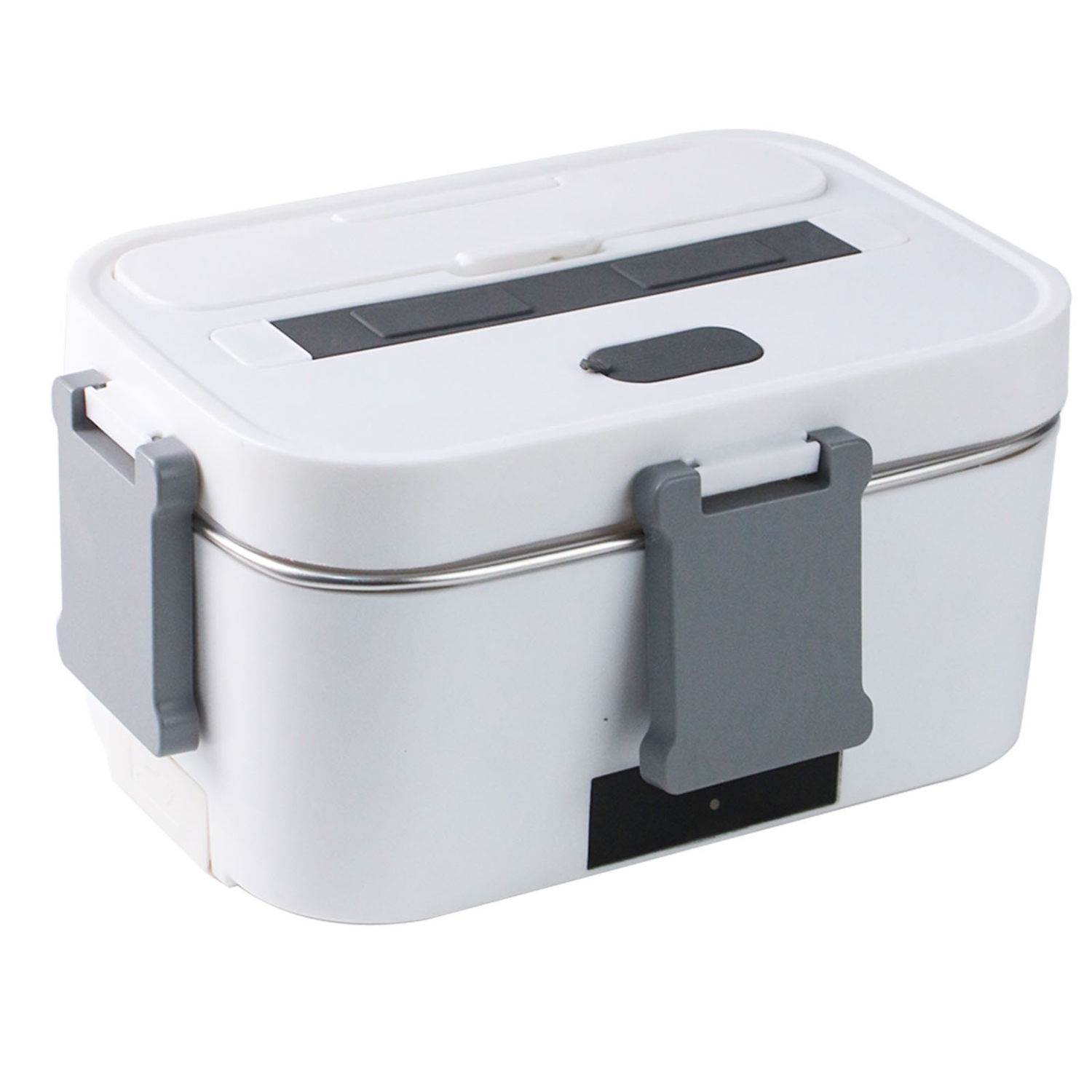 80w portable electric lunch box - 304 stainless steel, 1.8L large capacity lunch box, 12V/110V dual power supply, fast heating, suitable for