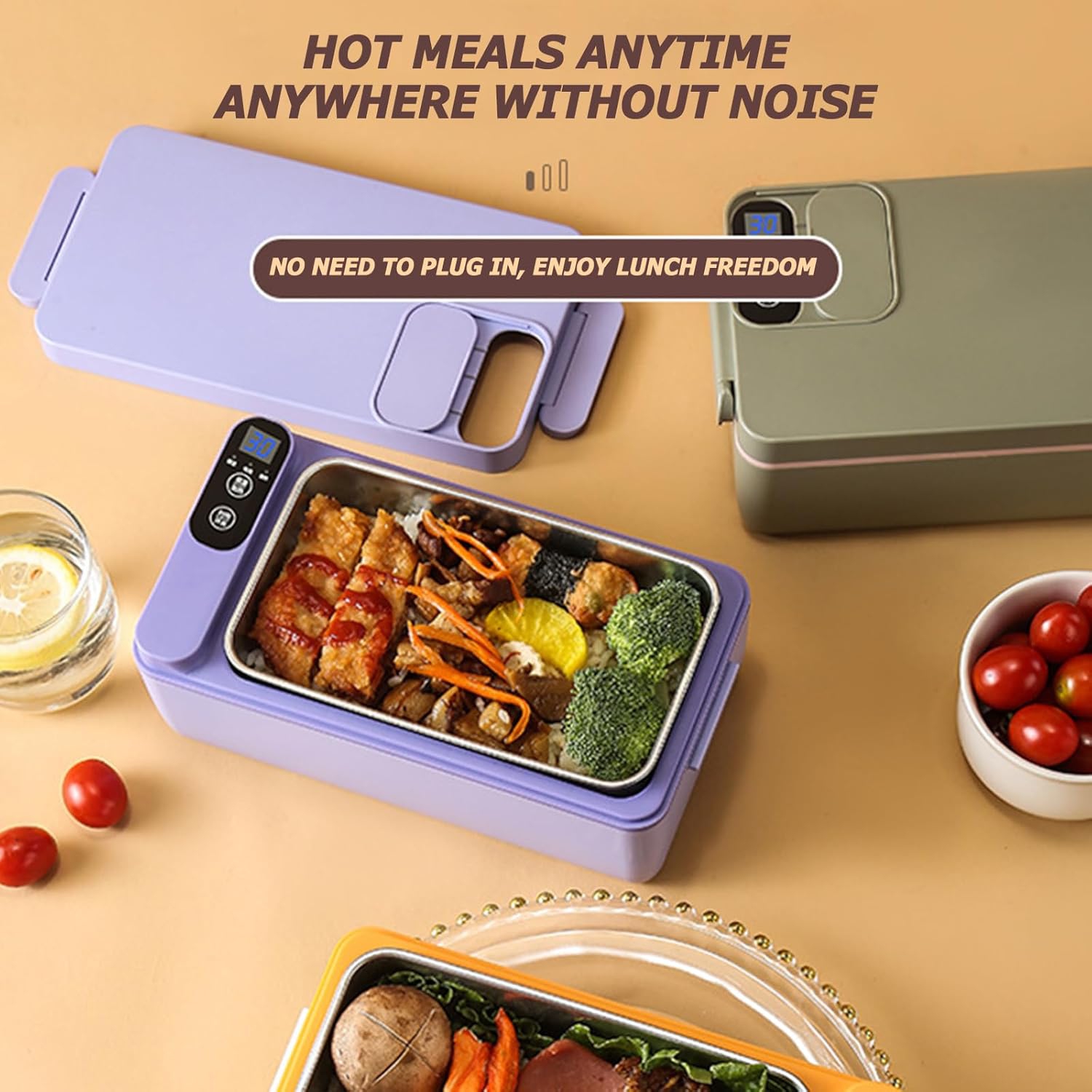 304 Stainless Steel Smart Electric Lunch Box - Self-heating Food Warmer, Removable Dividers, Leak-proof, Portable, Suitable for Office/Travel