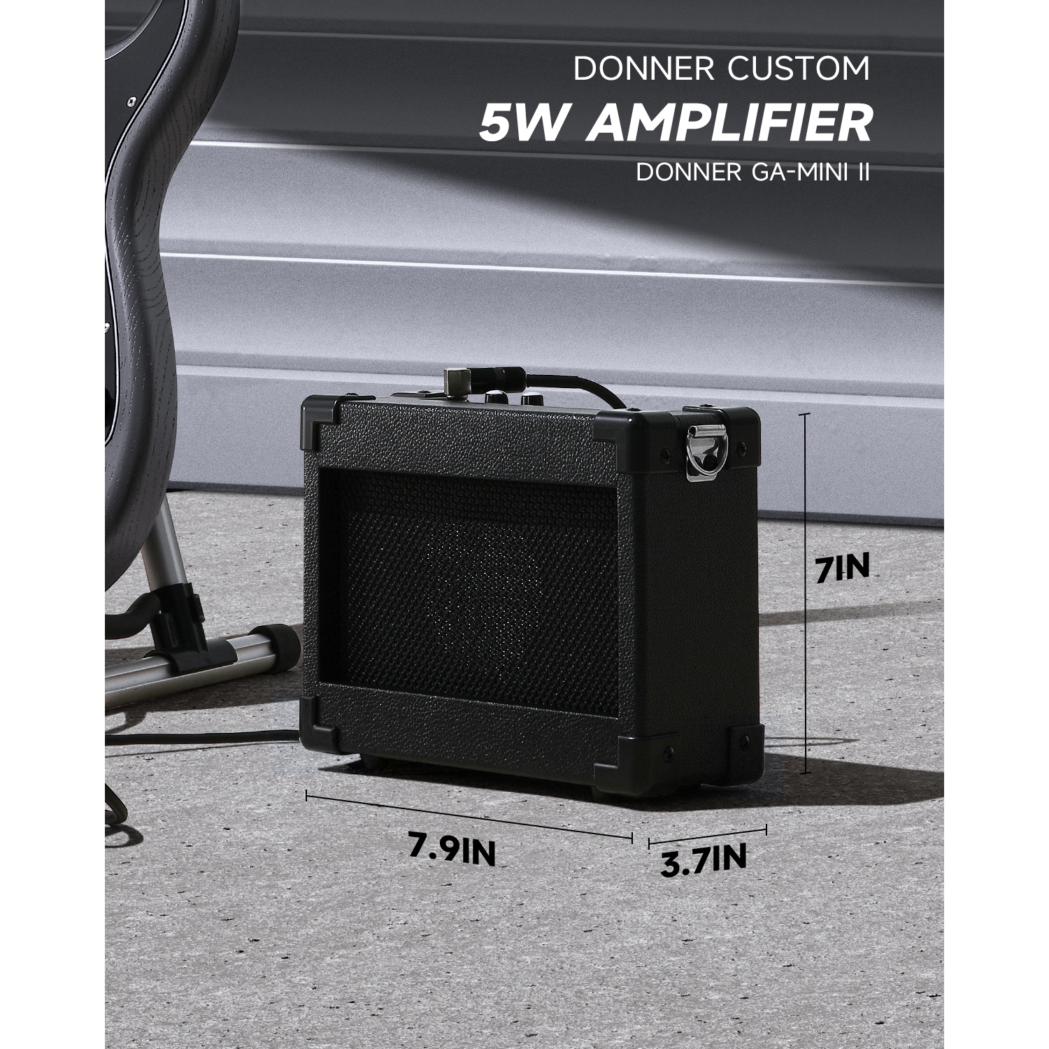 Ensemble pour débutant avec guitare électrique DST-80 de Donner avec amplificateur noir