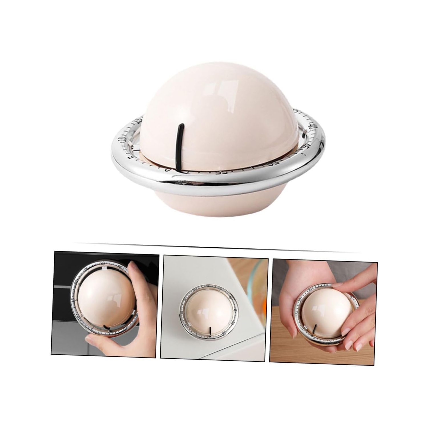 Digital mechanical kitchen timer, durable ABS manual kitchen timer, magnetic timer time manager - white