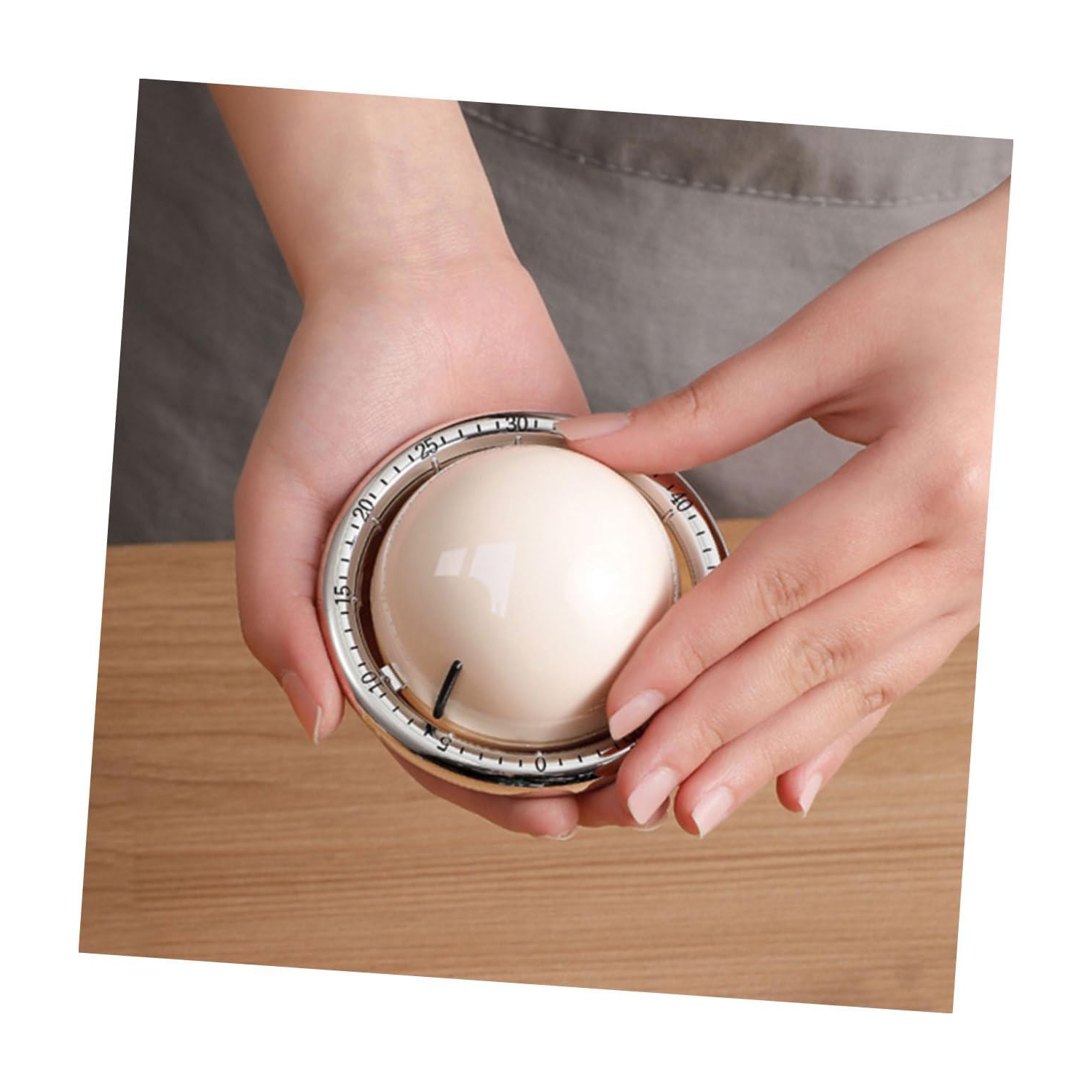 Digital mechanical kitchen timer, durable ABS manual kitchen timer, magnetic timer time manager - white