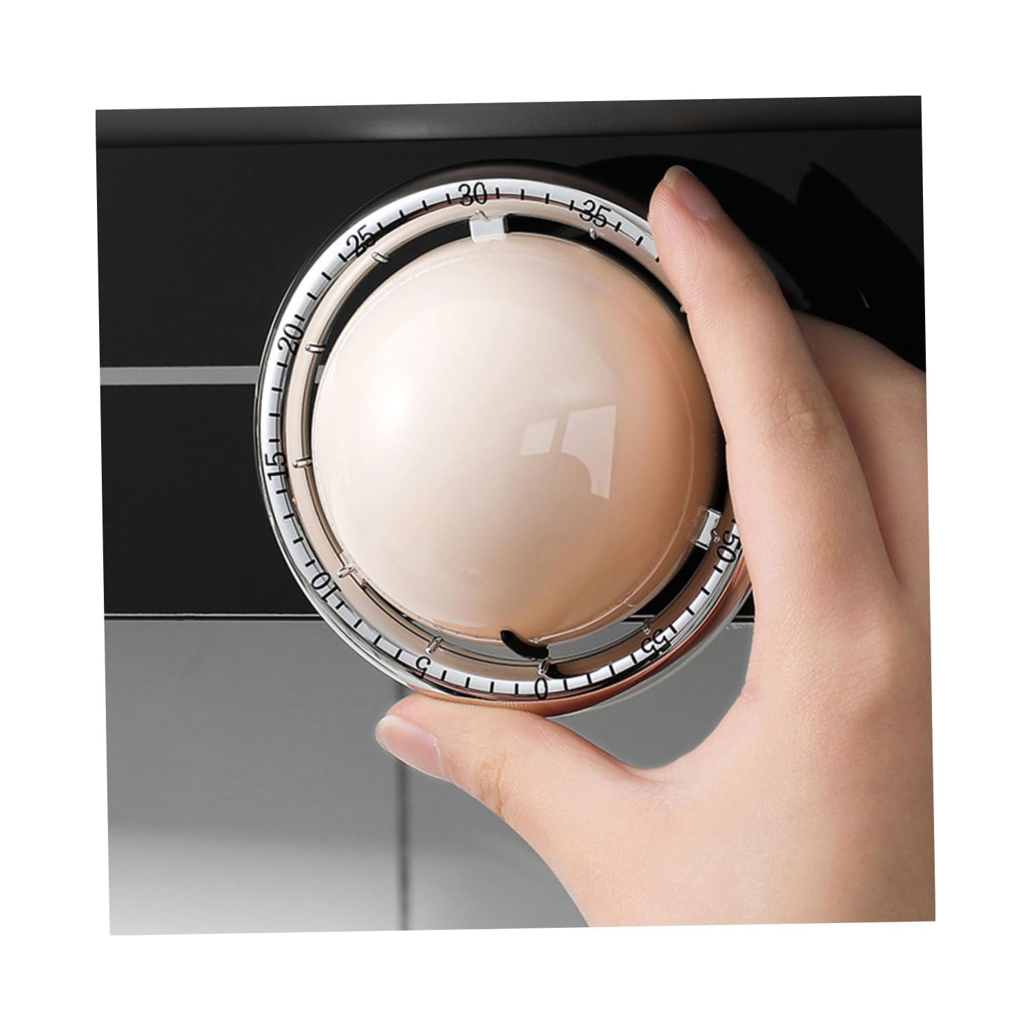 Digital mechanical kitchen timer, durable ABS manual kitchen timer, magnetic timer time manager - white