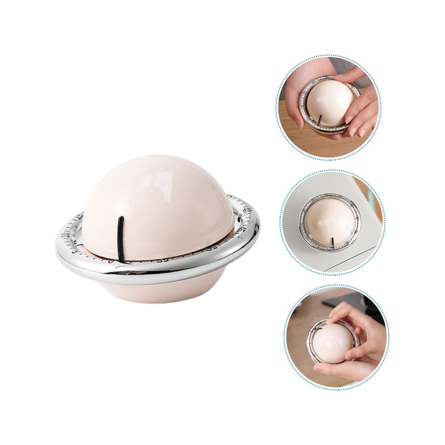 Digital mechanical kitchen timer, durable ABS manual kitchen timer, magnetic timer time manager - white