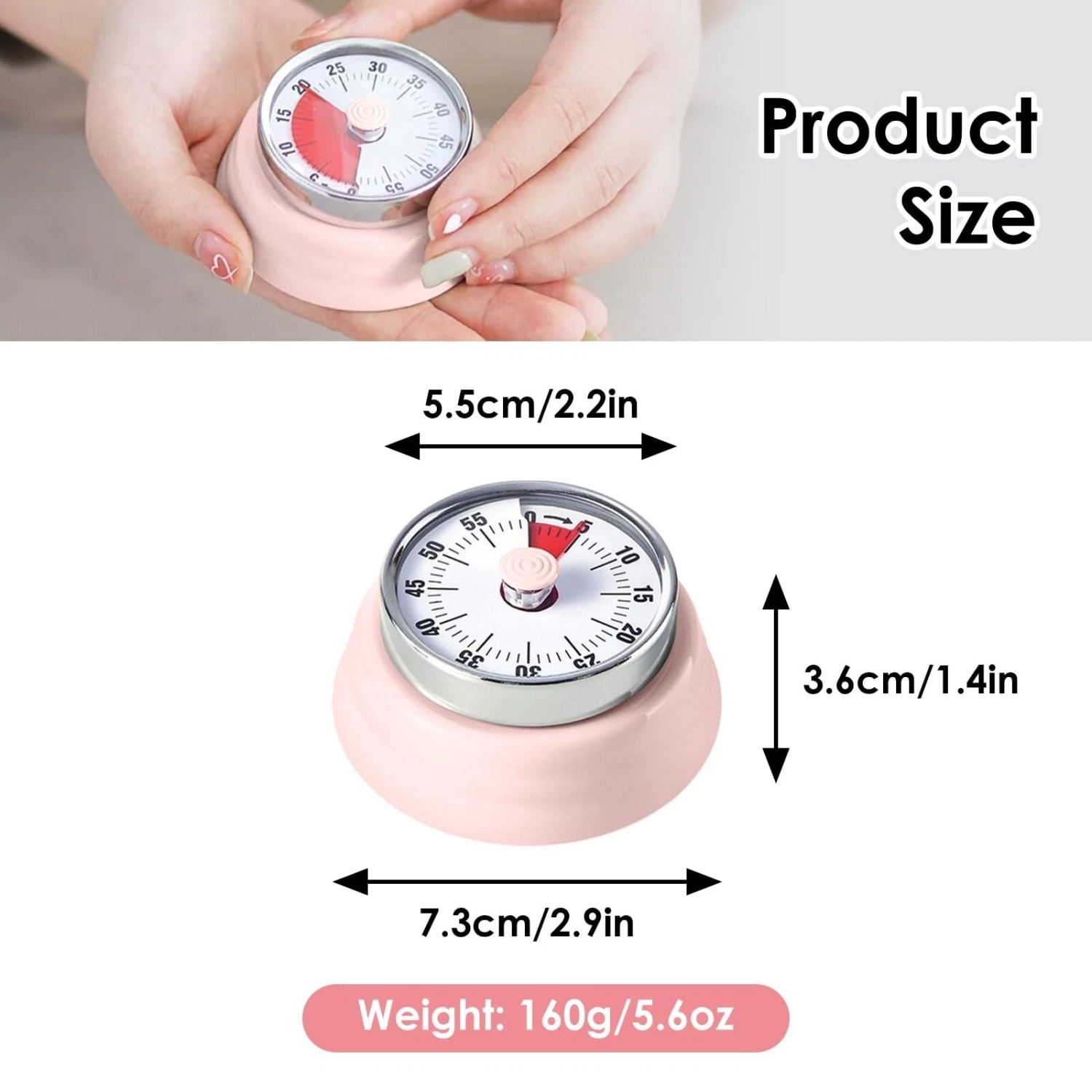 Mechanical timer, easy to read vintage cooking timer with magnetic back and loud bell, no batteries required, mechanical countdown timer for cooking