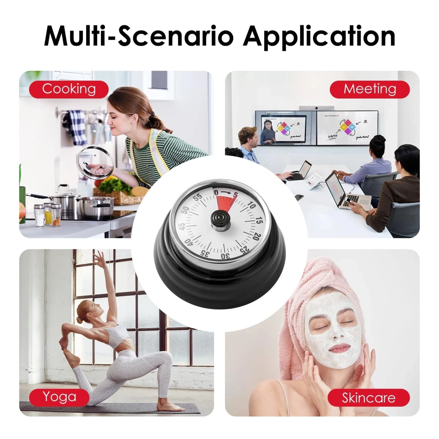 Mechanical timer, easy to read vintage cooking timer with magnetic back and loud bell, no batteries required, mechanical countdown timer for cooking