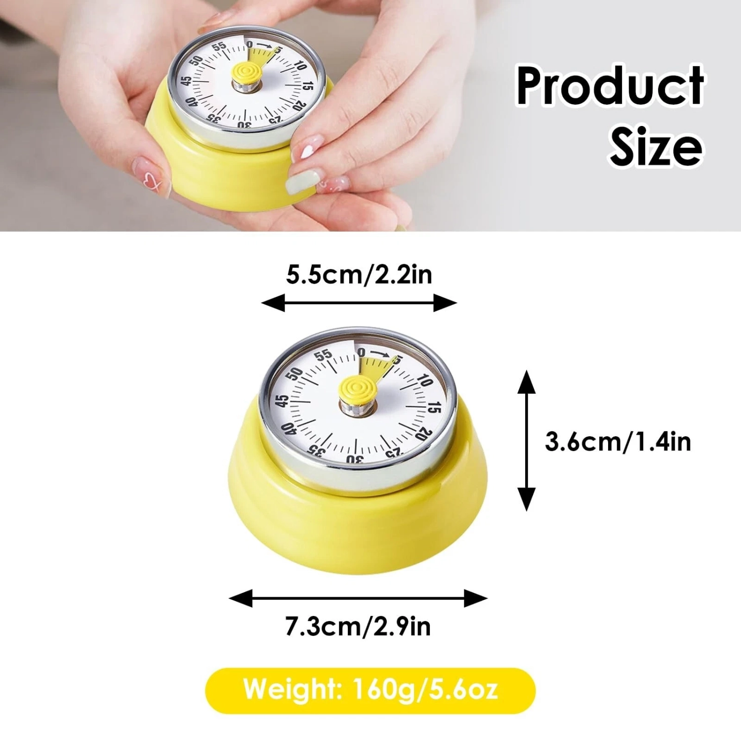 Mechanical timer, easy to read vintage cooking timer with magnetic back and loud bell, no batteries required, mechanical countdown timer for cooking