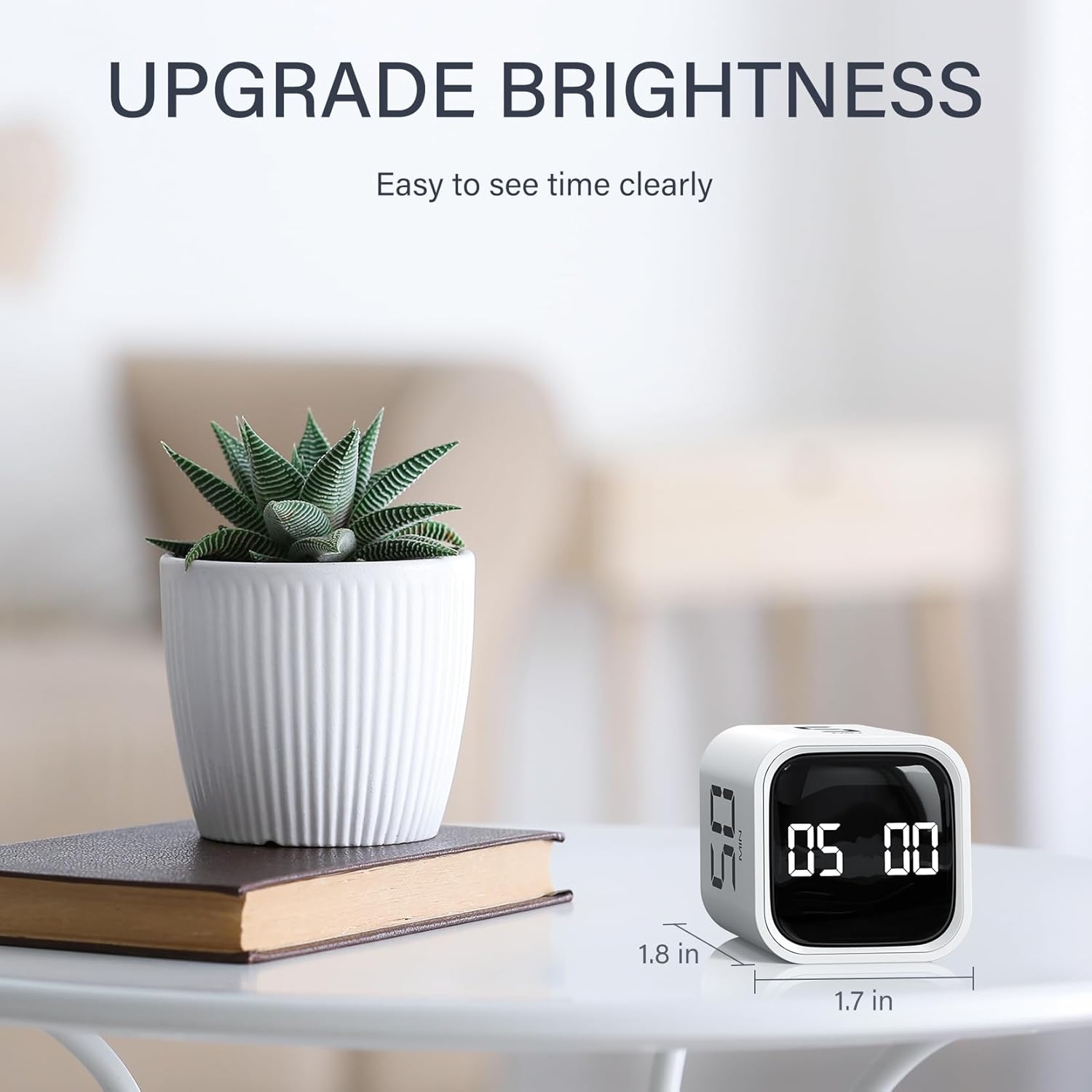 Gravity sensor timer, visual kitchen timer, electronic countdown timer, student time reminder - white