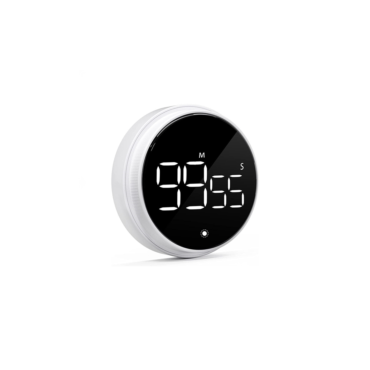 Rotating timer, large screen LED LCD electronic timer reminder alarm clock, countdown timer for learning kitchen baking - white