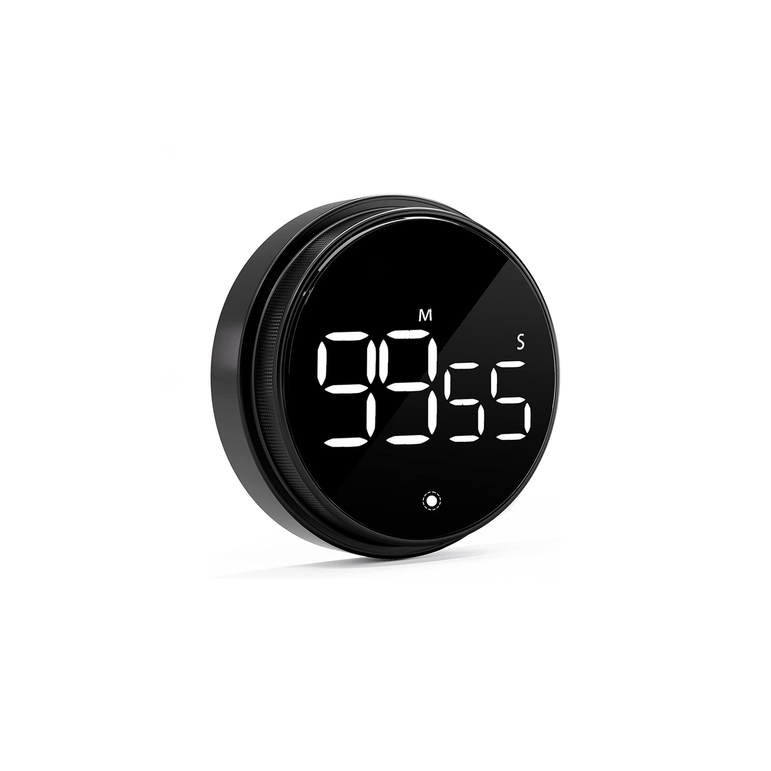 Rotating timer, large screen LED LCD electronic timer reminder alarm clock, countdown timer for learning kitchen baking - black