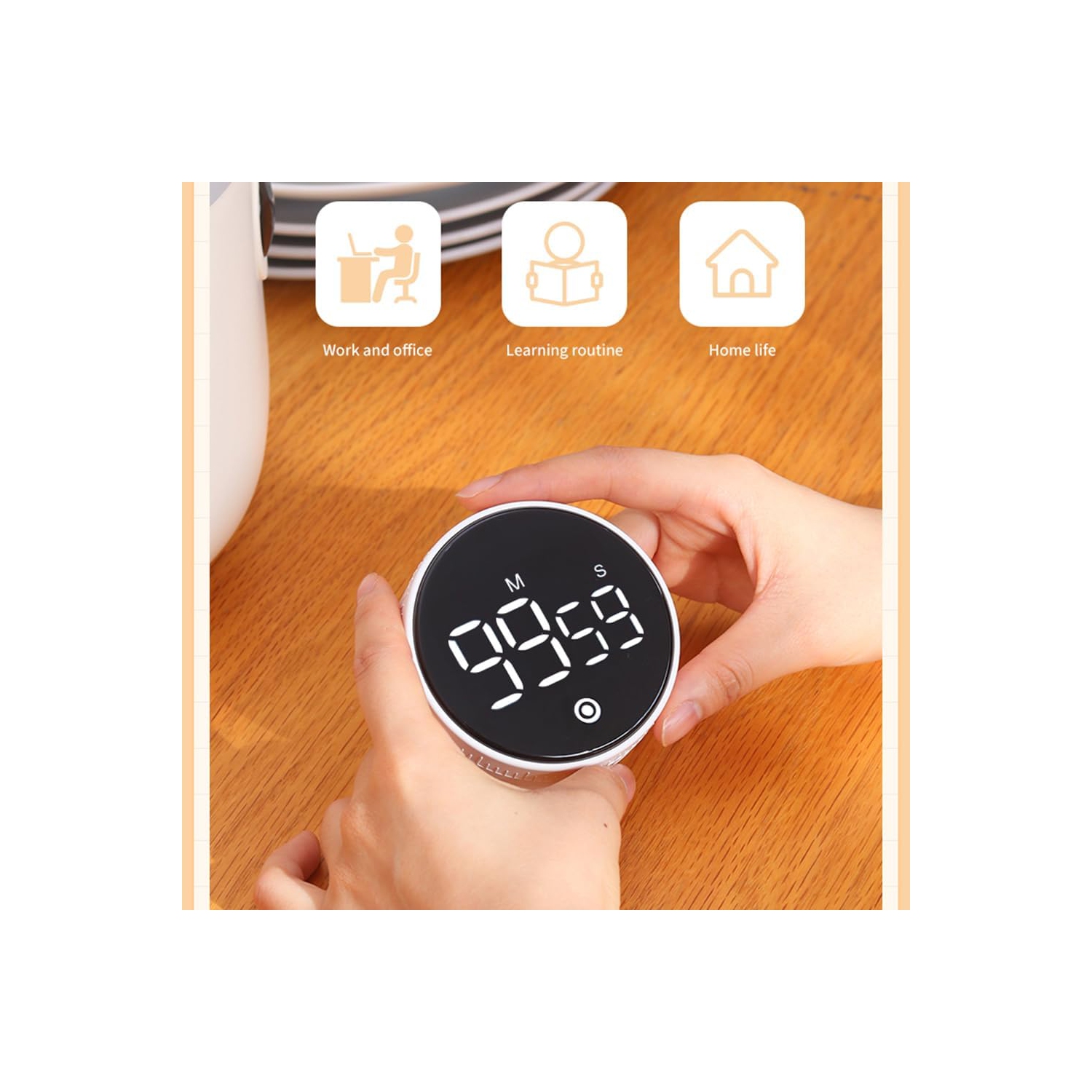 Minuterie rotative, grand écran, alarme de rappel de minuterie électronique LCD de LED, minuterie à rebours pour apprendre à cuisiner - rouge